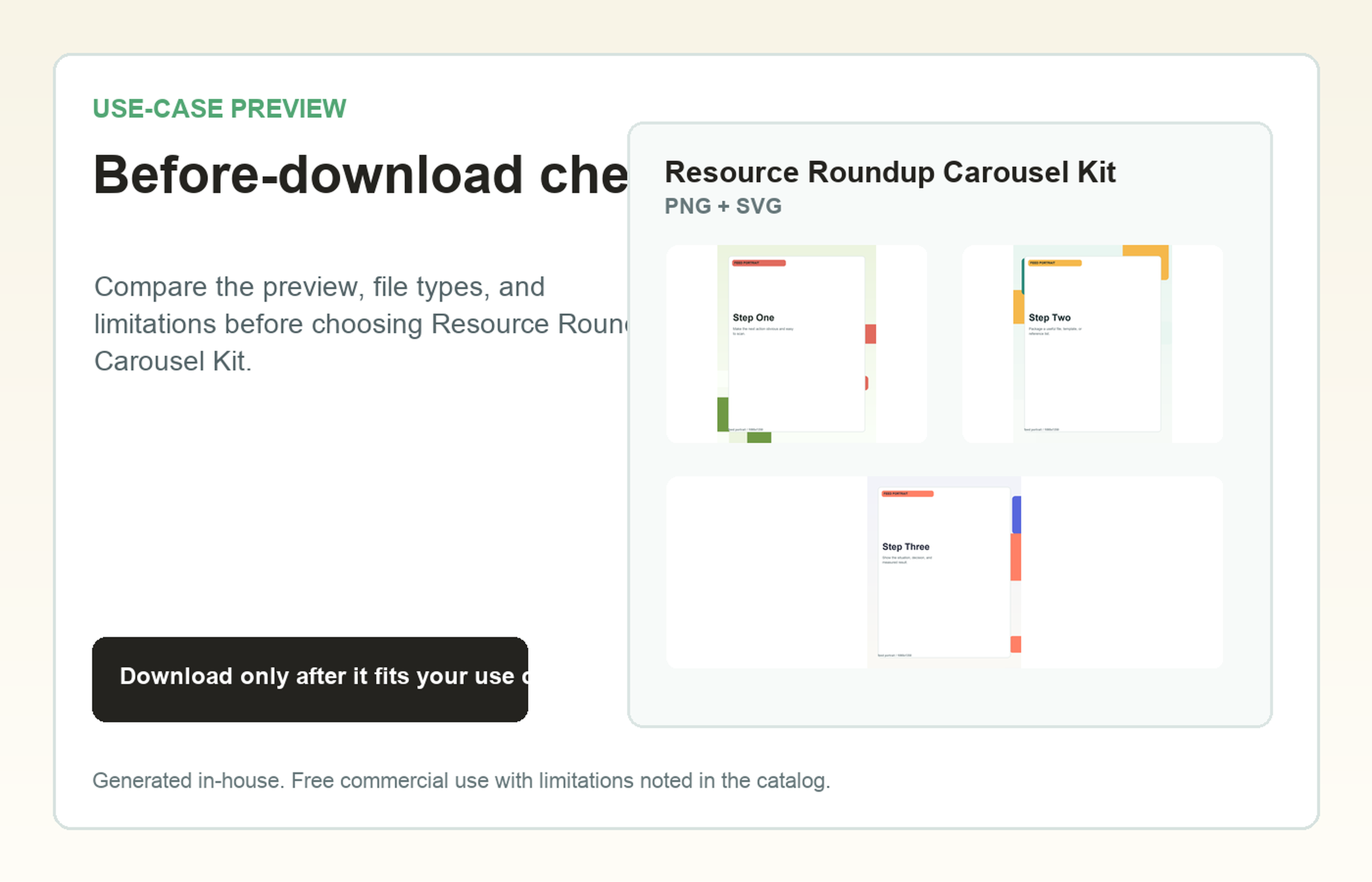 Resource Roundup Carousel Kit Before-download check use-case preview