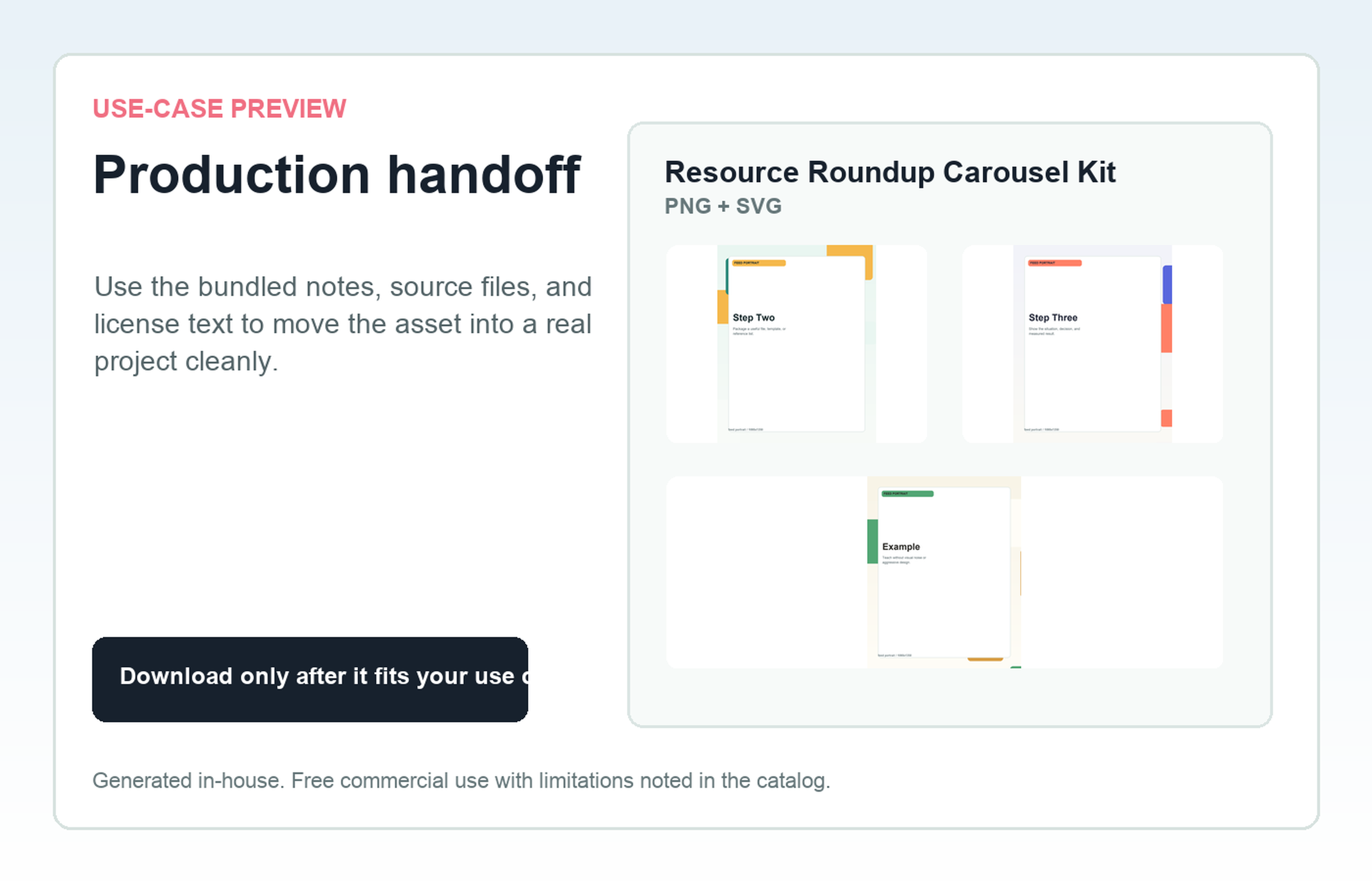 Resource Roundup Carousel Kit Production handoff use-case preview