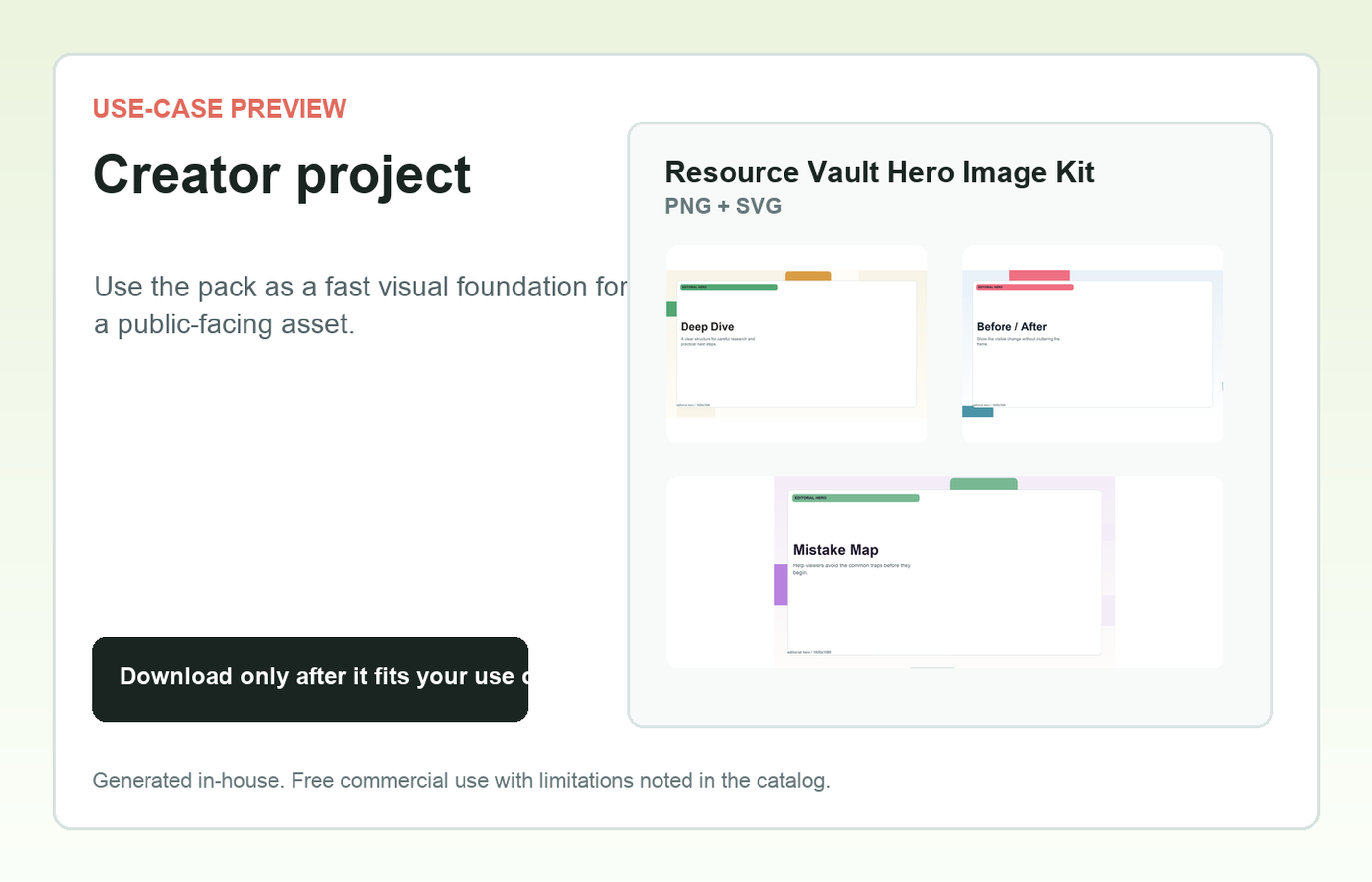 Resource Vault Hero Image Kit Creator project use-case preview