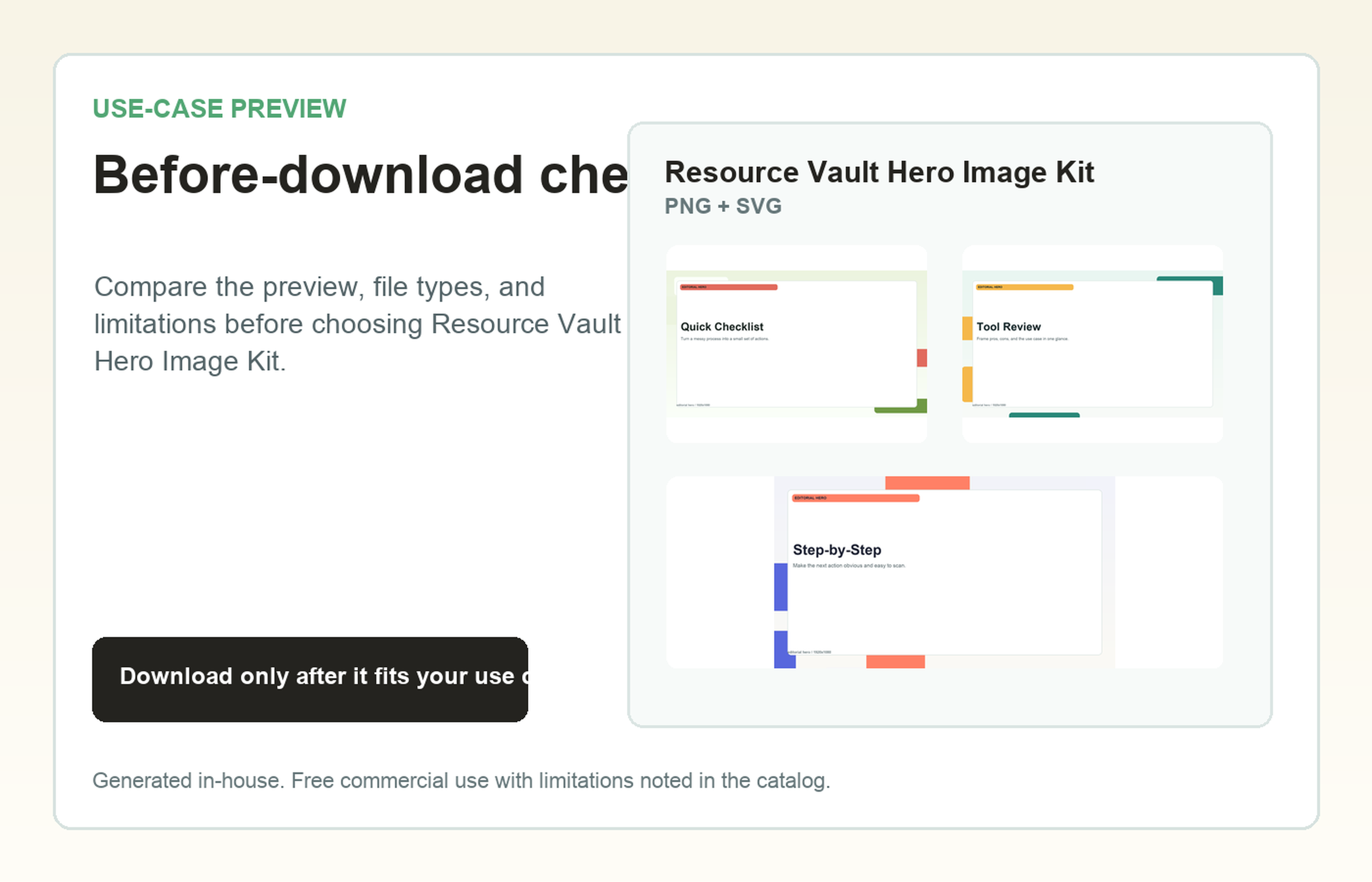 Resource Vault Hero Image Kit Before-download check use-case preview