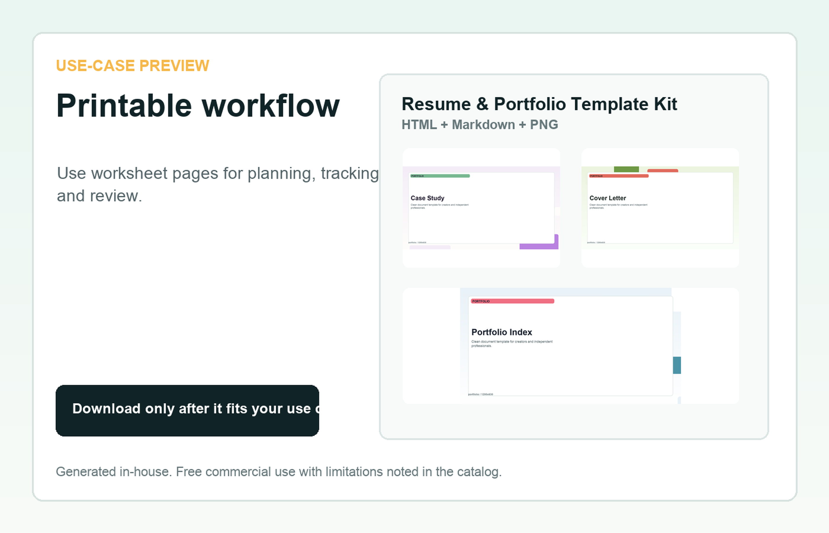Resume & Portfolio Template Kit Printable workflow use-case preview