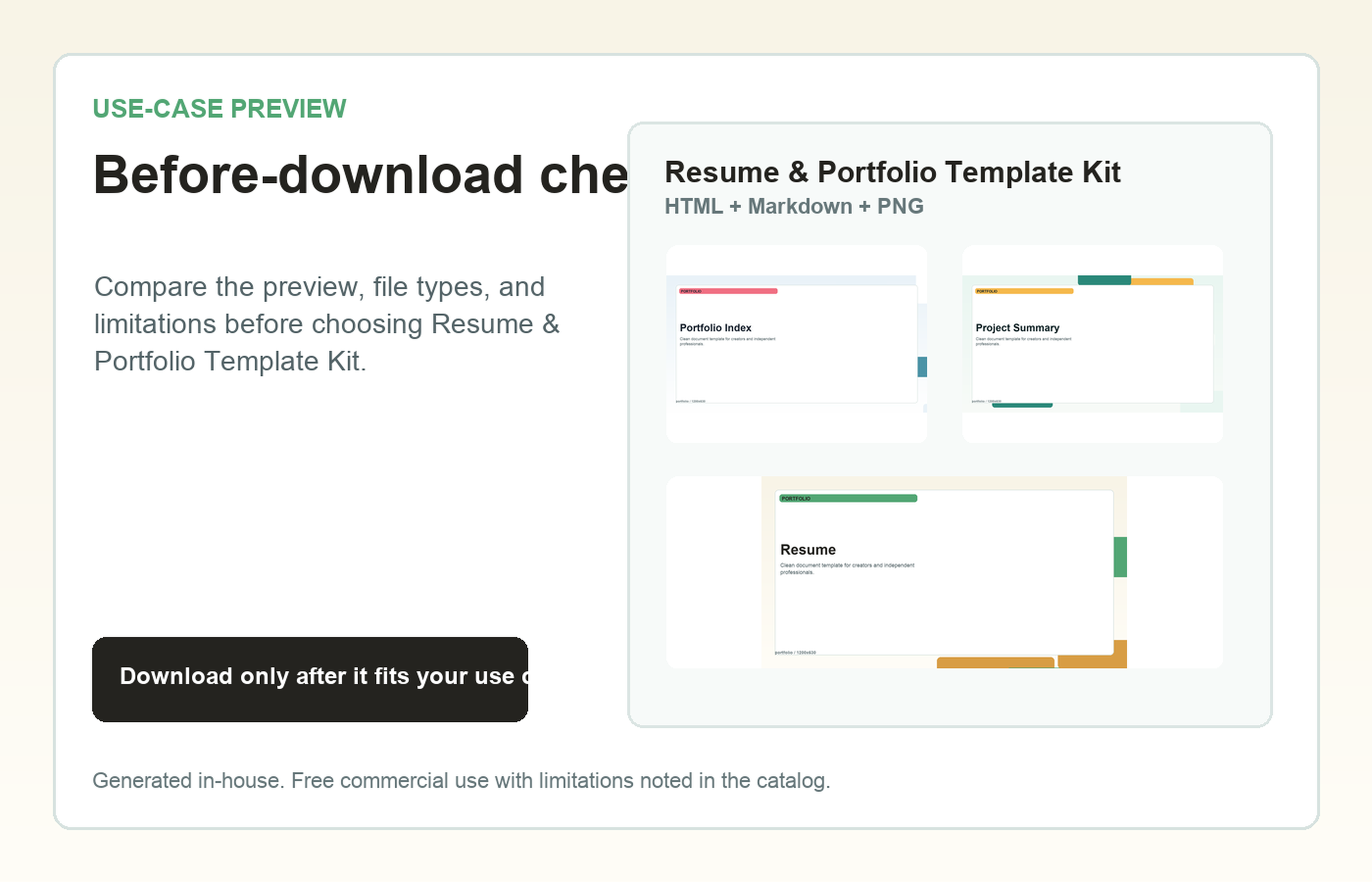 Resume & Portfolio Template Kit Before-download check use-case preview