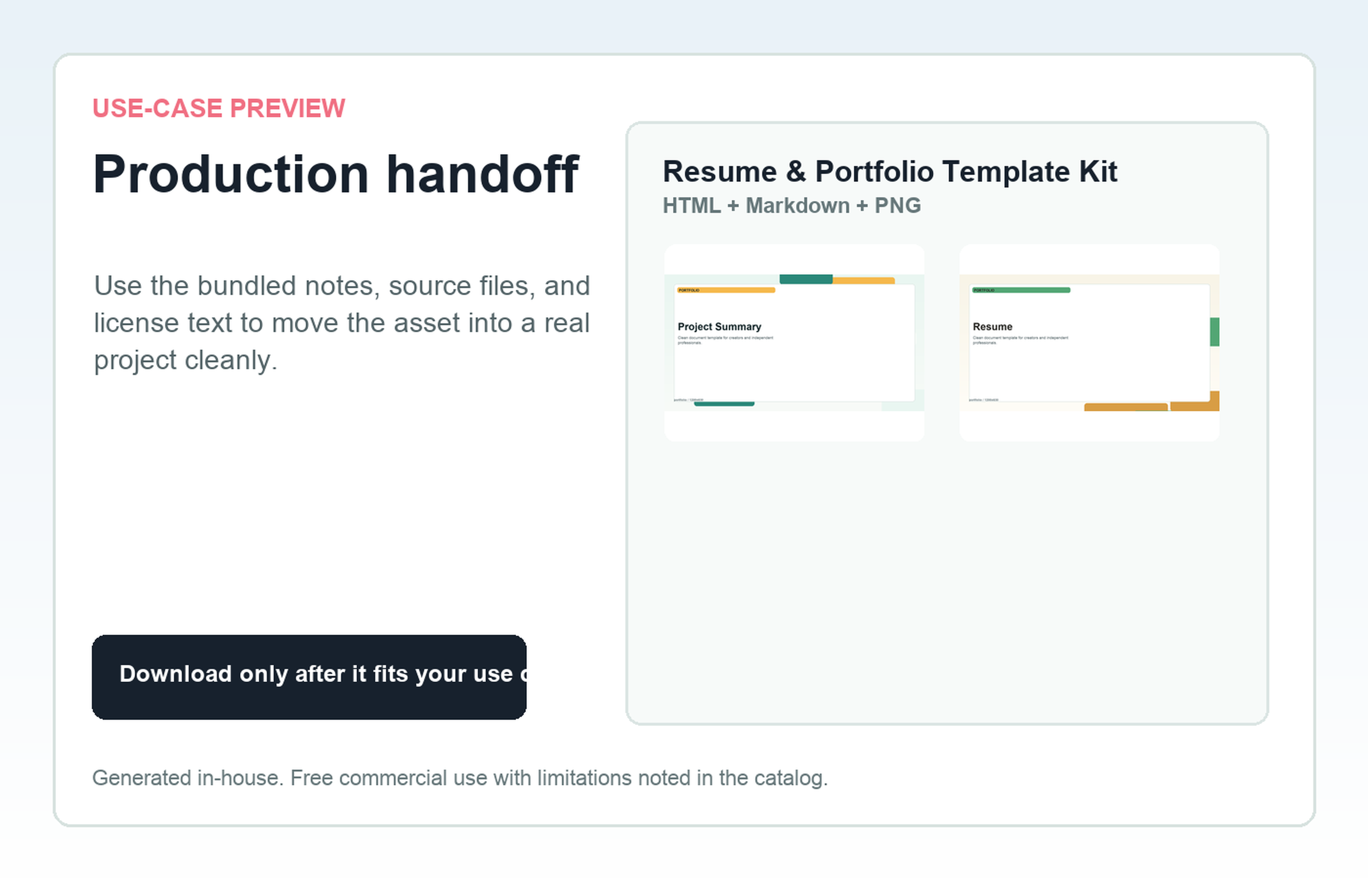 Resume & Portfolio Template Kit Production handoff use-case preview