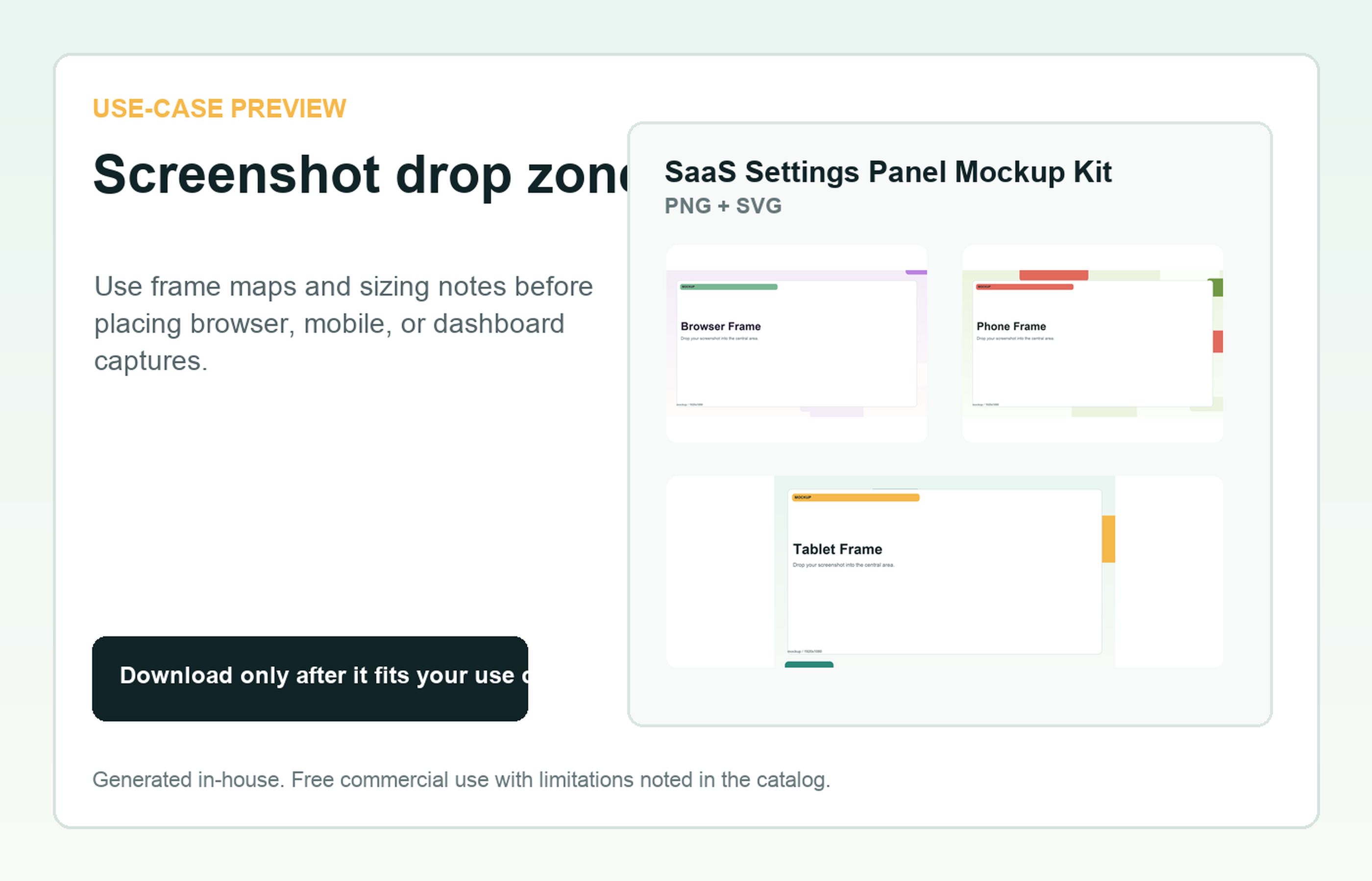 SaaS Settings Panel Mockup Kit Screenshot drop zone use-case preview