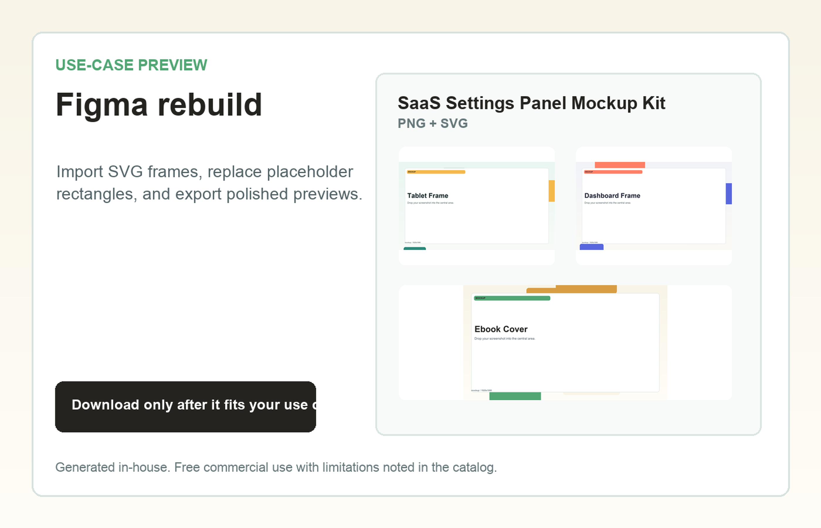 SaaS Settings Panel Mockup Kit Figma rebuild use-case preview