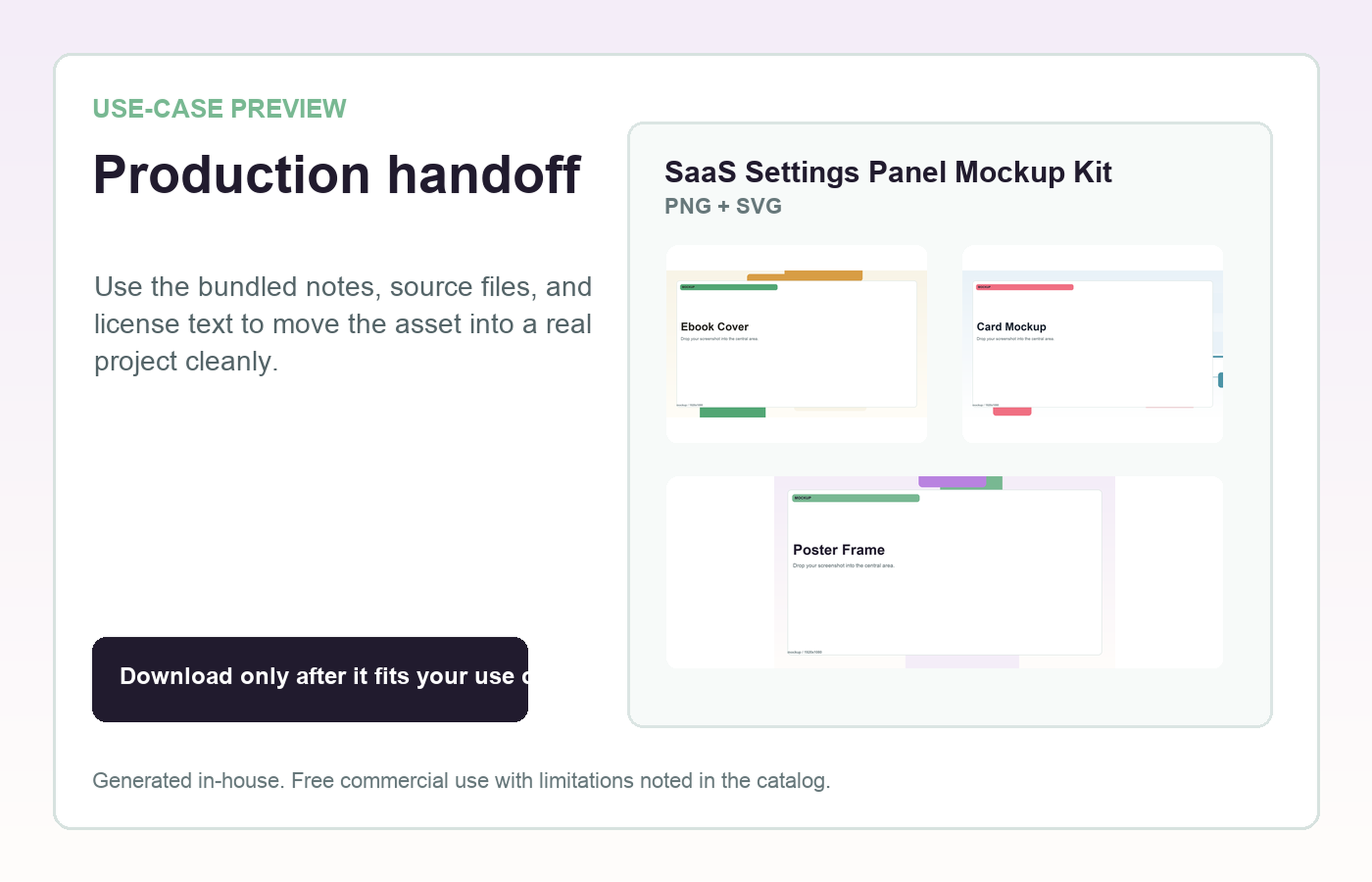 SaaS Settings Panel Mockup Kit Production handoff use-case preview