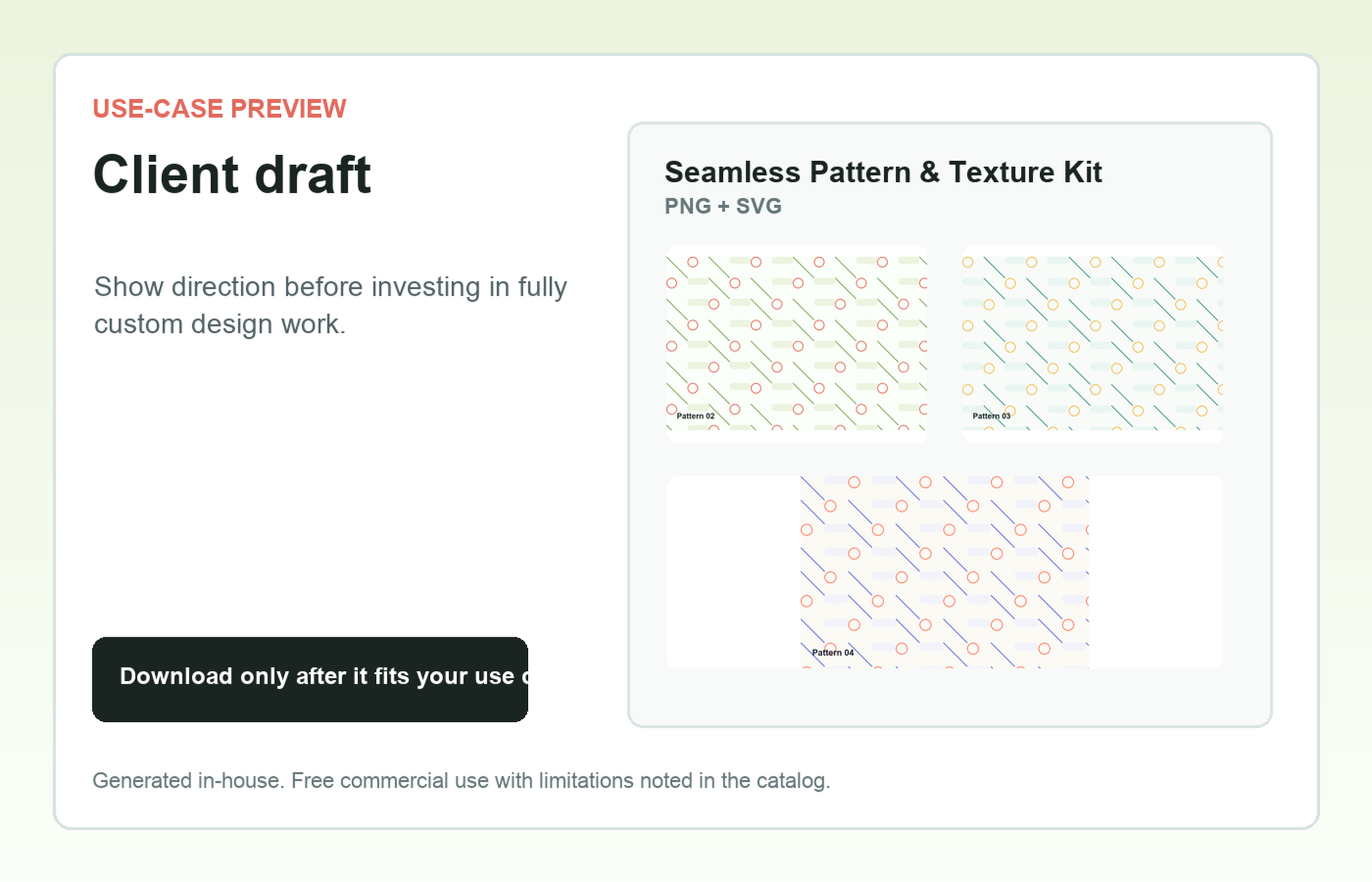 Seamless Pattern & Texture Kit Client draft use-case preview