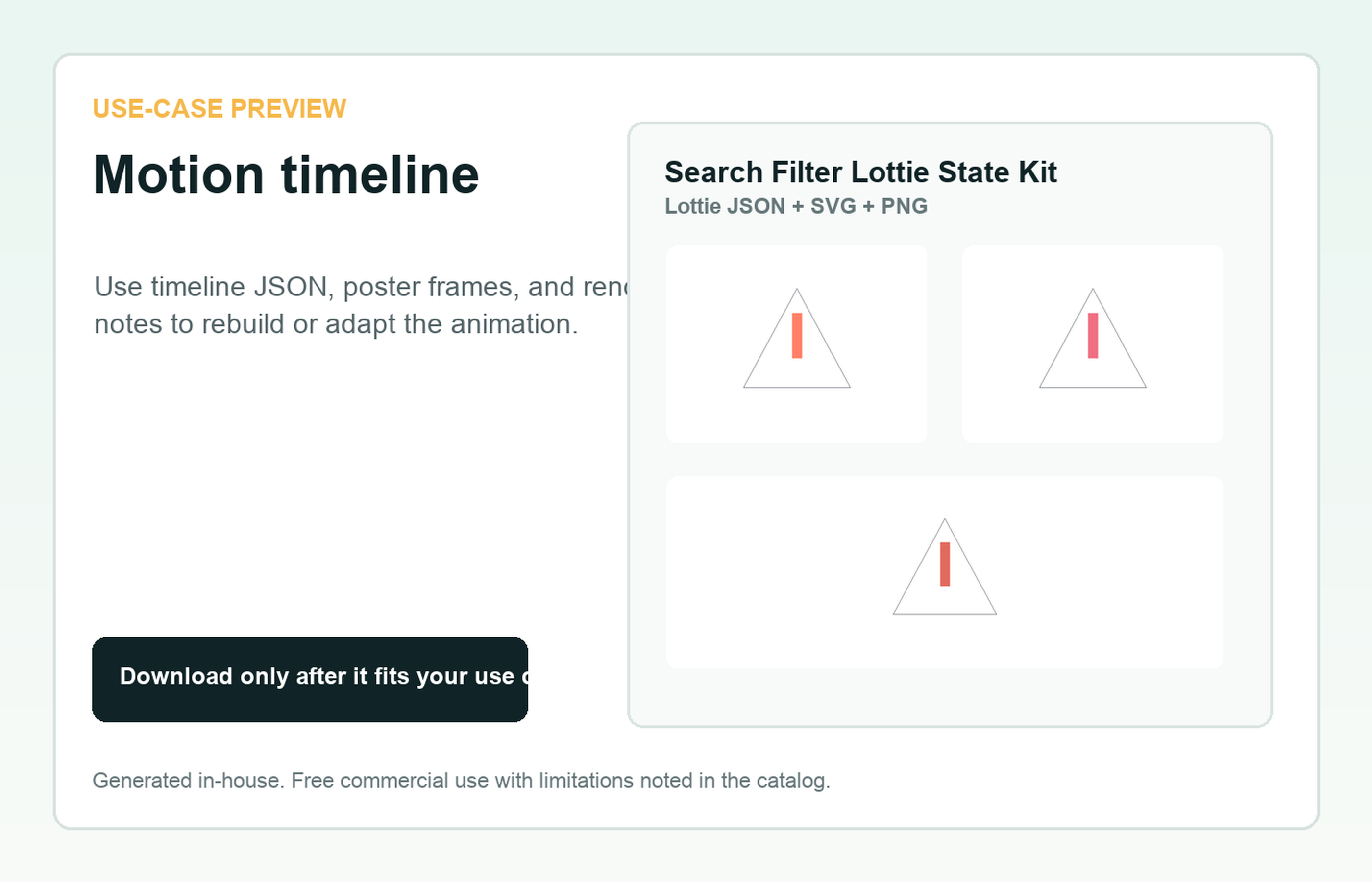 Search Filter Lottie State Kit Motion timeline use-case preview