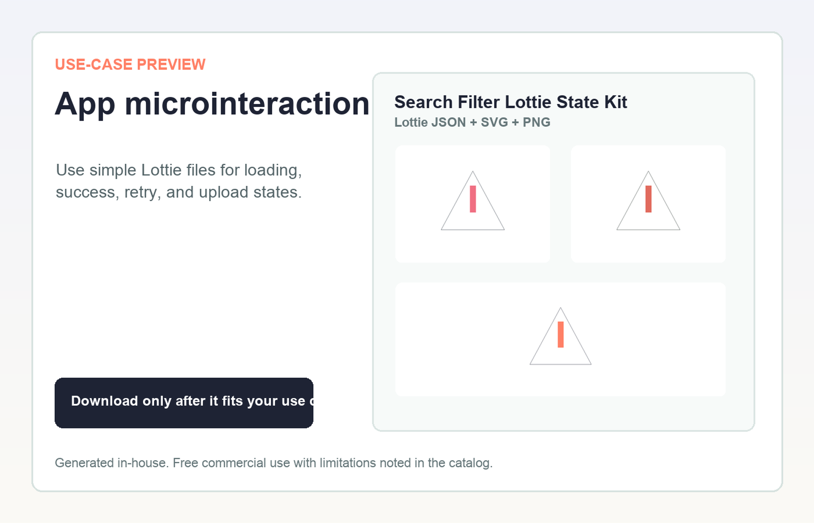 Search Filter Lottie State Kit App microinteraction use-case preview