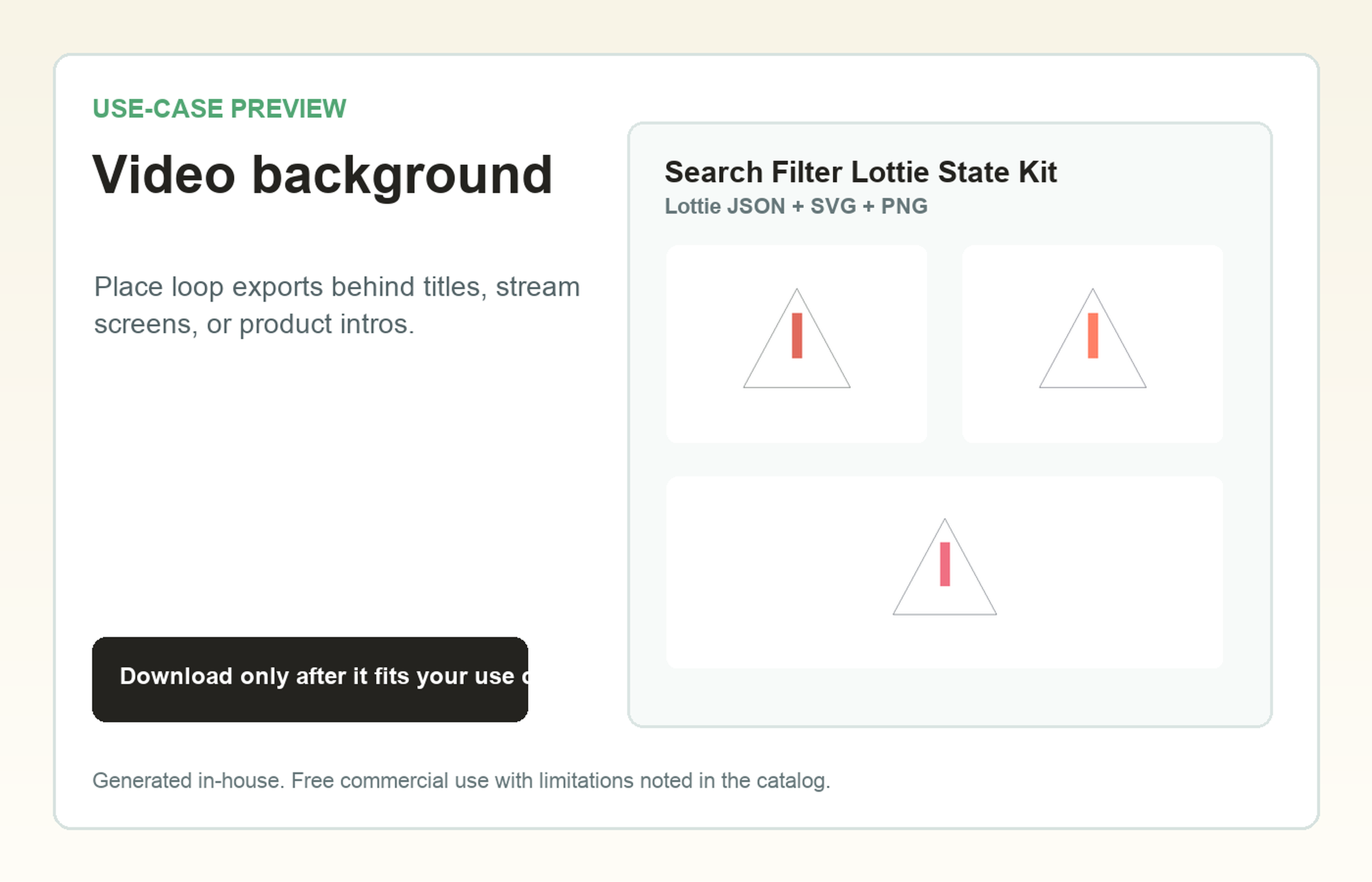 Search Filter Lottie State Kit Video background use-case preview