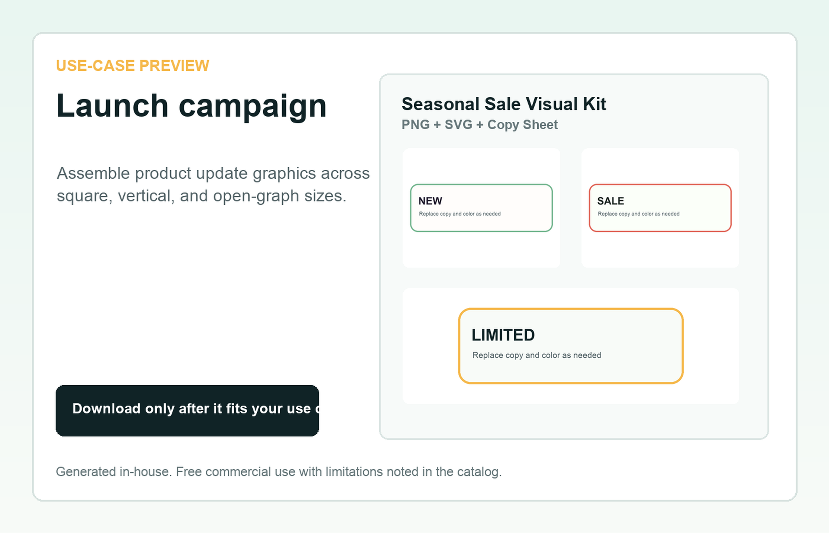 Seasonal Sale Visual Kit Launch campaign use-case preview