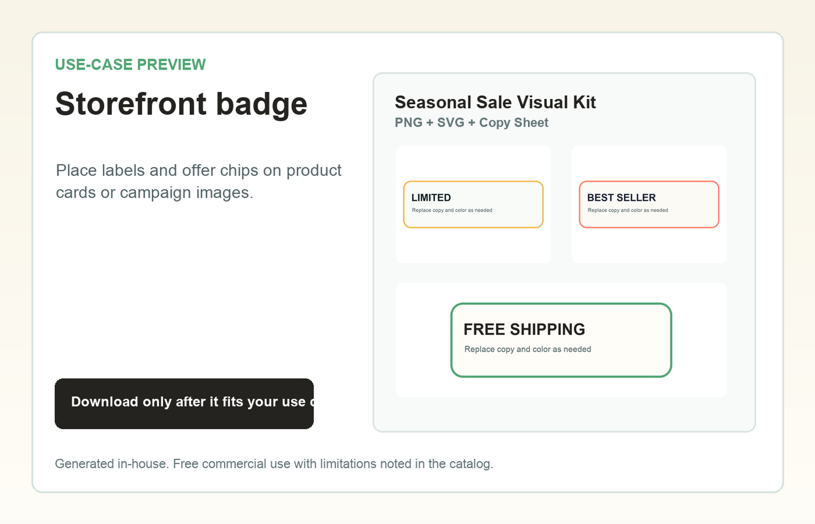 Seasonal Sale Visual Kit Storefront badge use-case preview