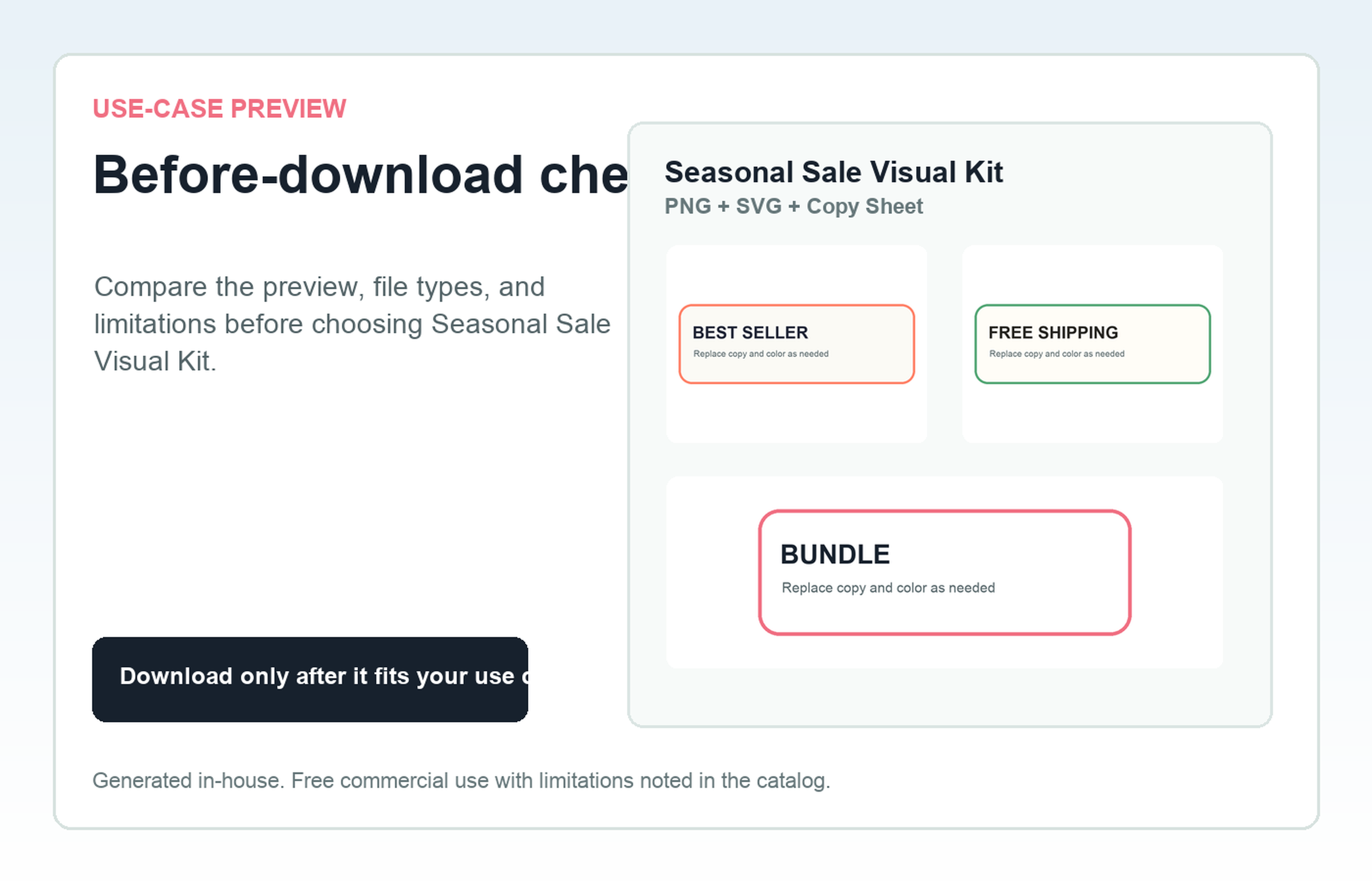 Seasonal Sale Visual Kit Before-download check use-case preview