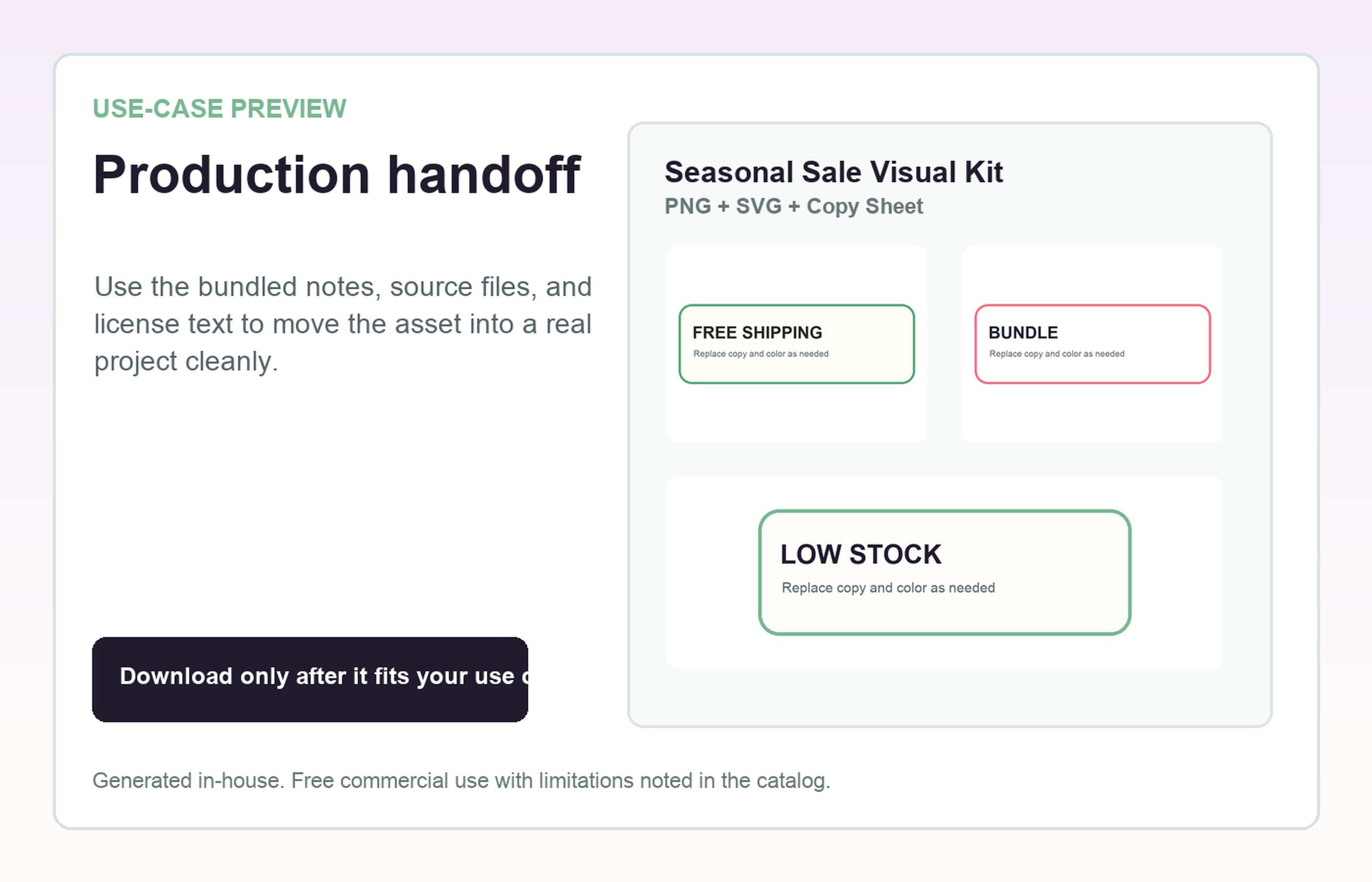 Seasonal Sale Visual Kit Production handoff use-case preview