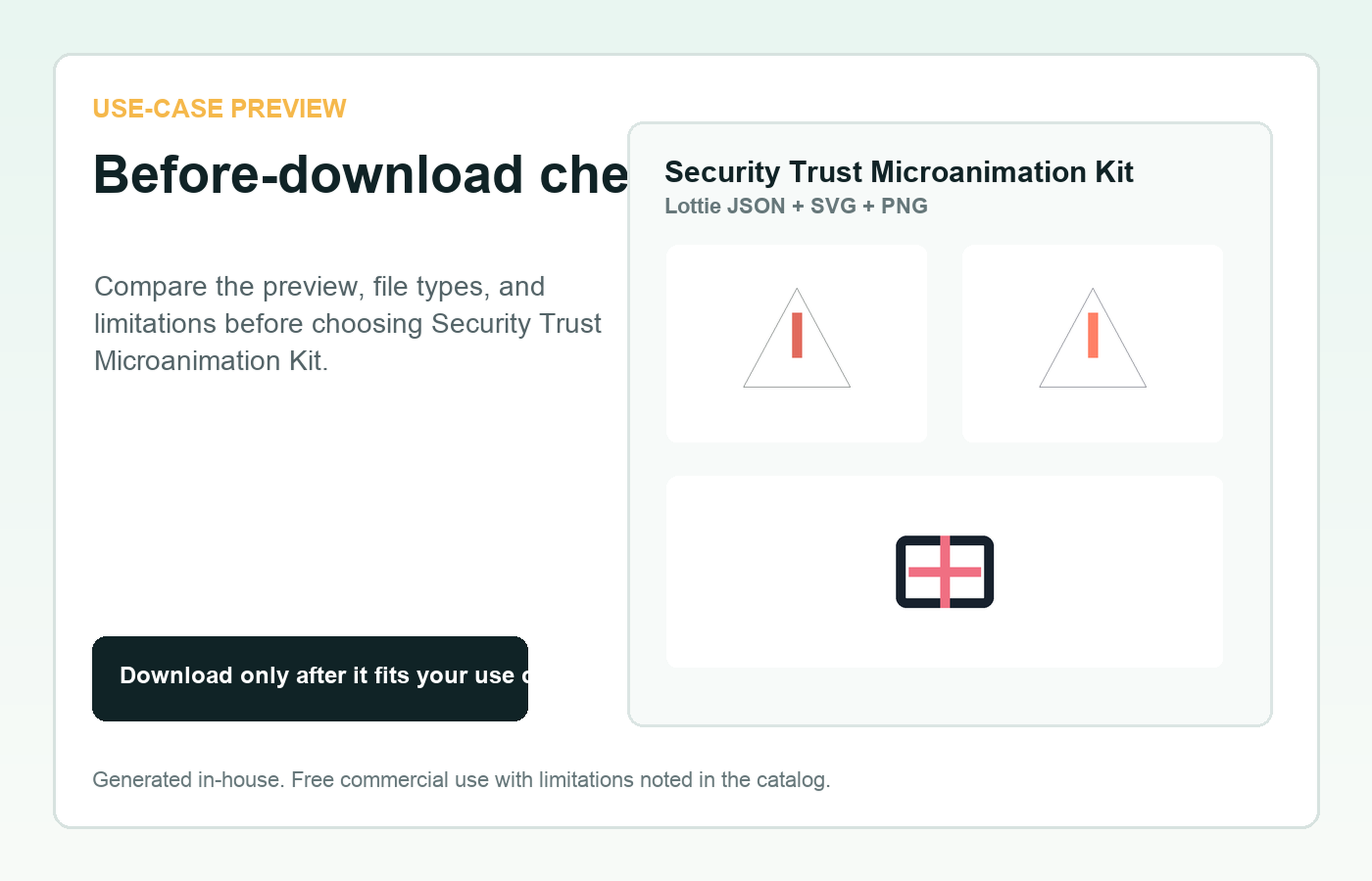 Security Trust Microanimation Kit Before-download check use-case preview