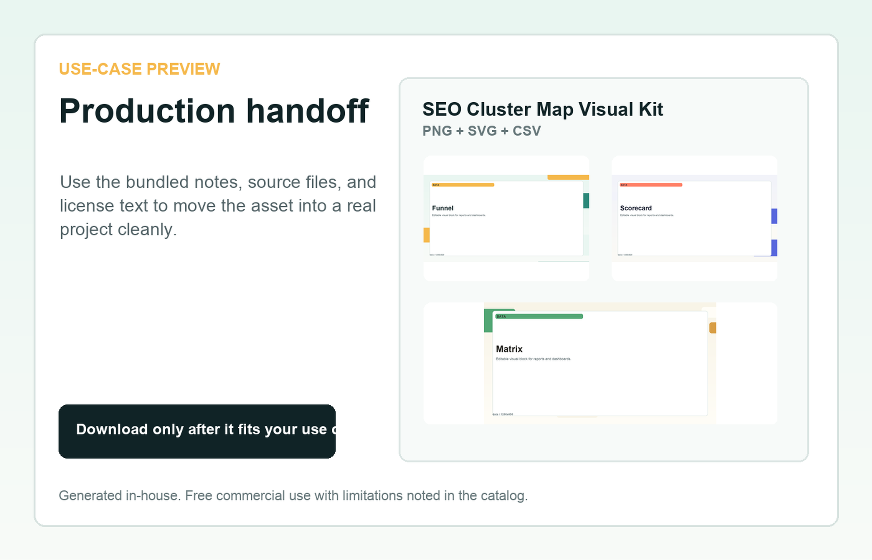 SEO Cluster Map Visual Kit Production handoff use-case preview