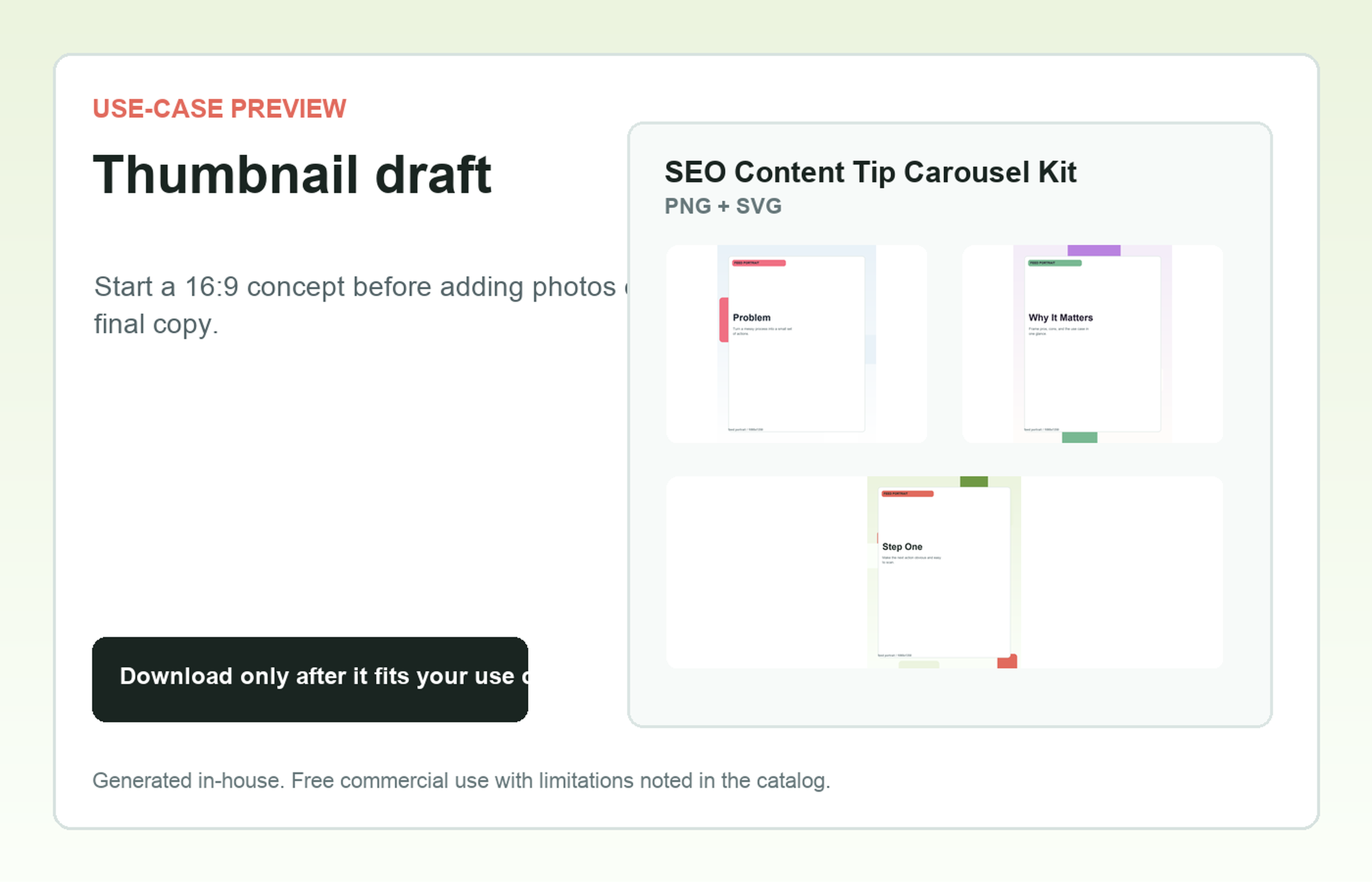 SEO Content Tip Carousel Kit Thumbnail draft use-case preview