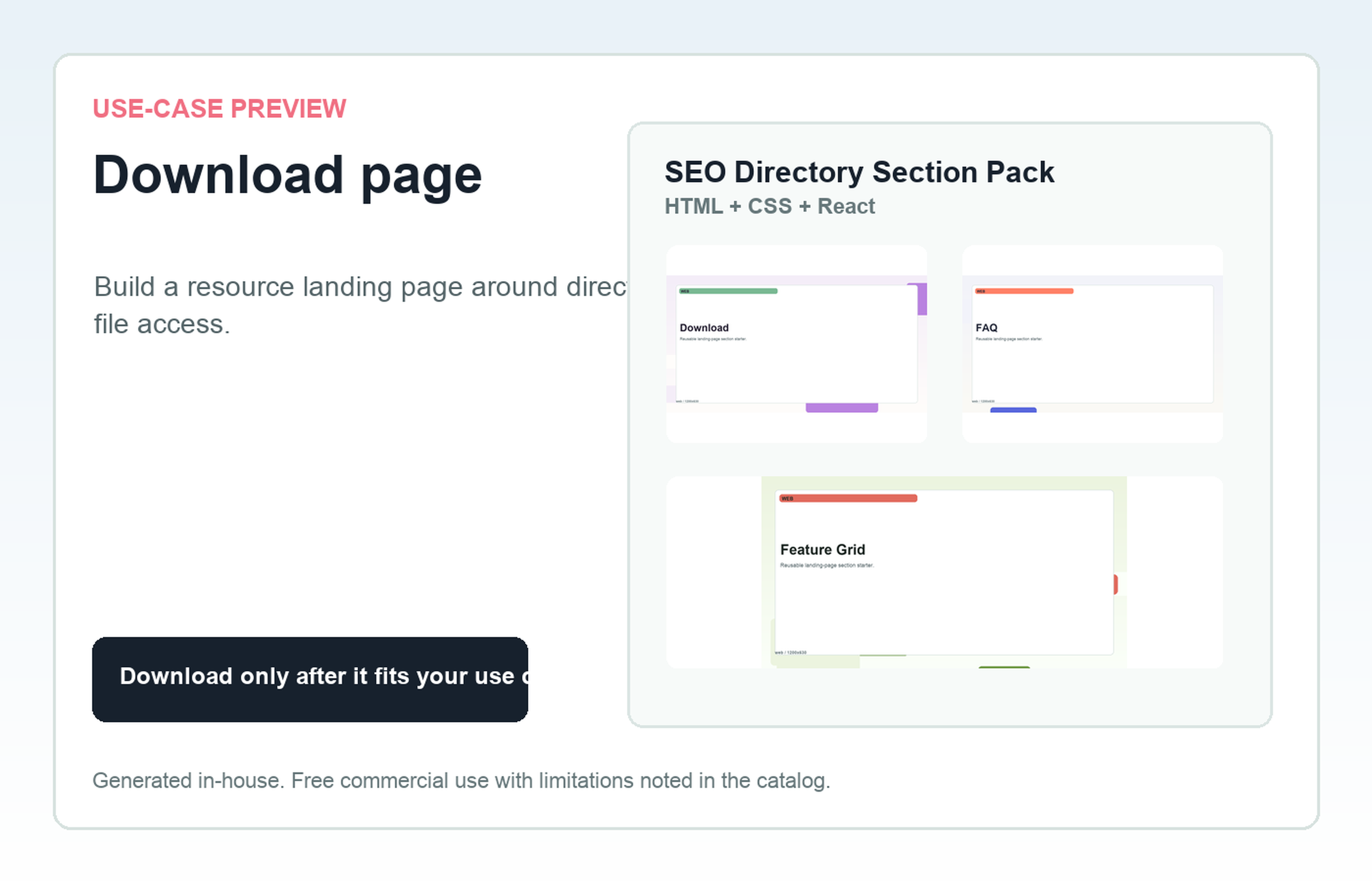 SEO Directory Section Pack Download page use-case preview