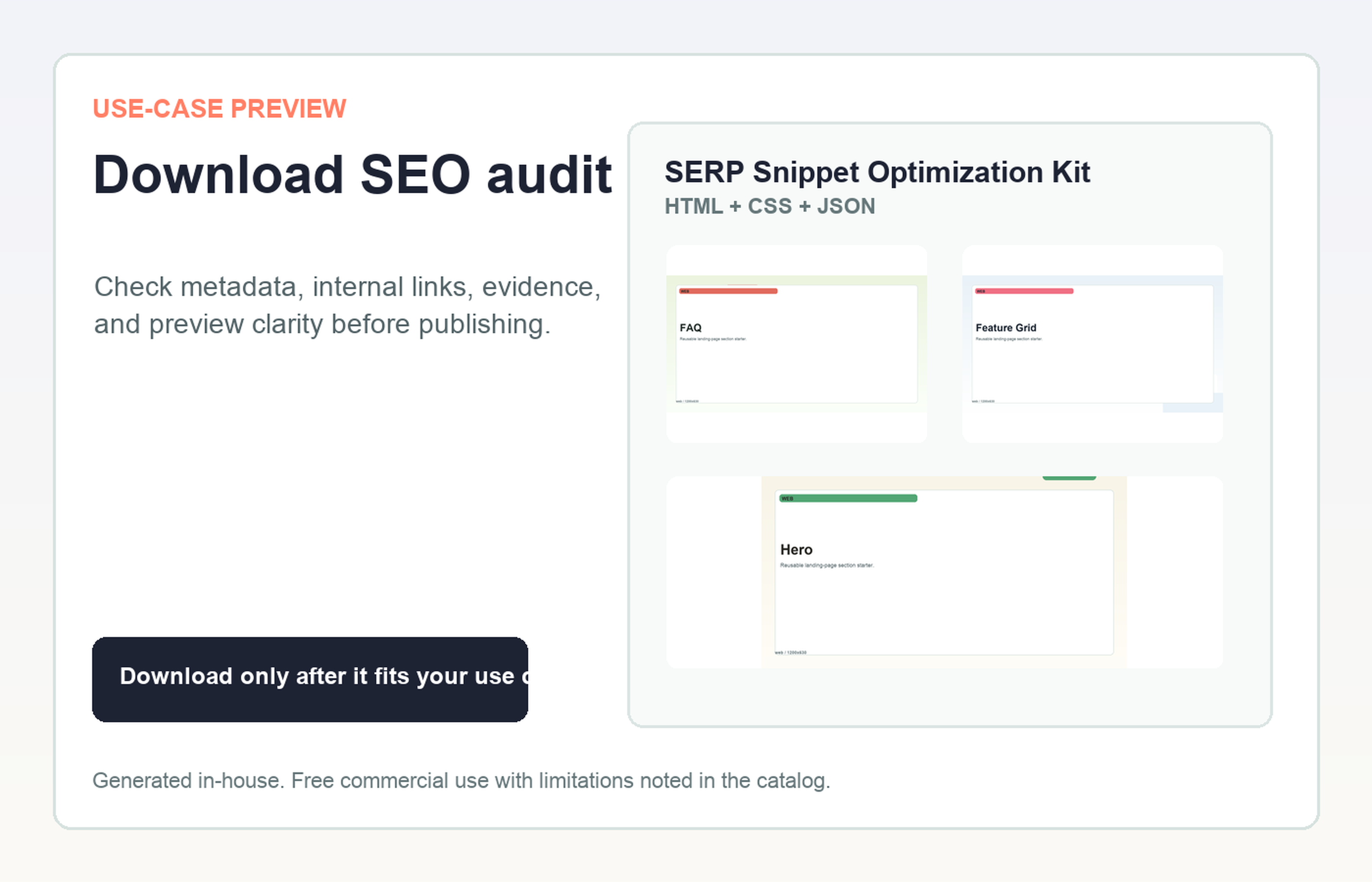 SERP Snippet Optimization Kit Download SEO audit use-case preview