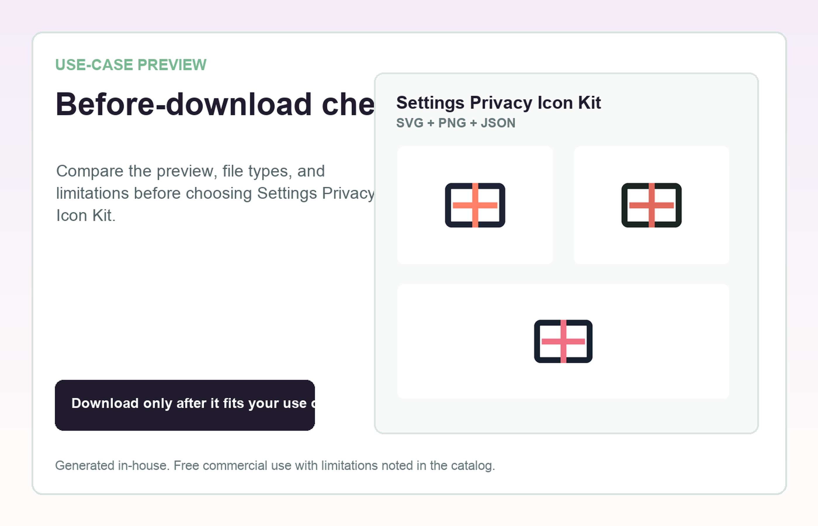 Settings Privacy Icon Kit Before-download check use-case preview