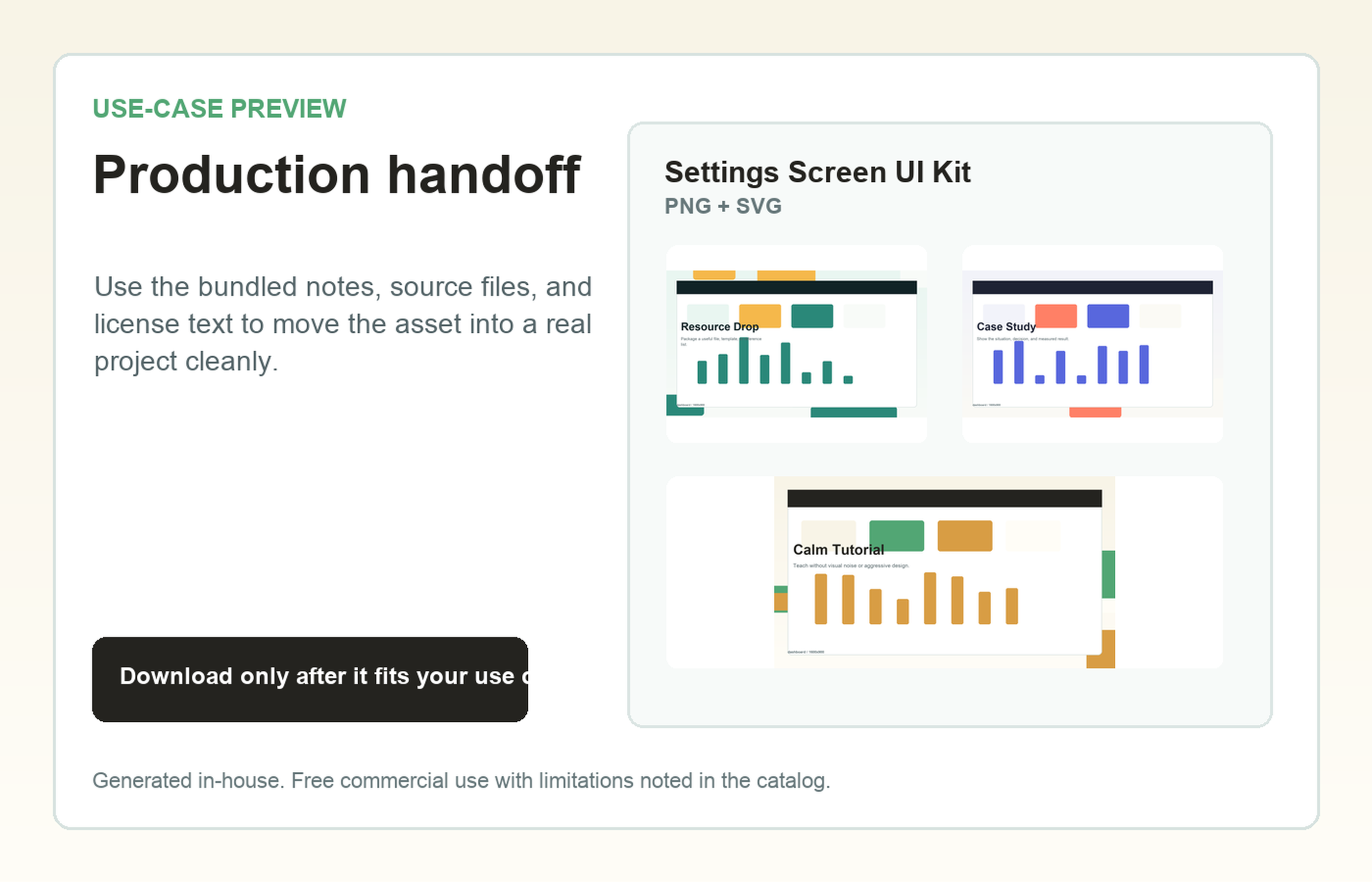 Settings Screen UI Kit Production handoff use-case preview