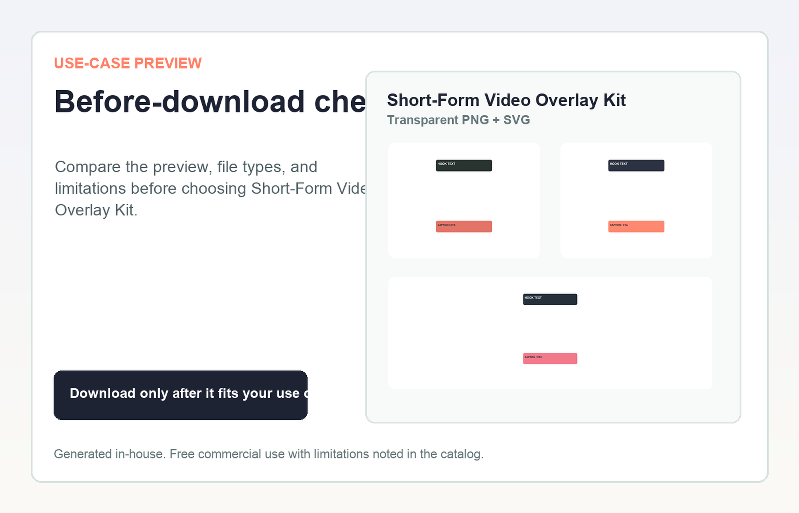 Short-Form Video Overlay Kit Before-download check use-case preview