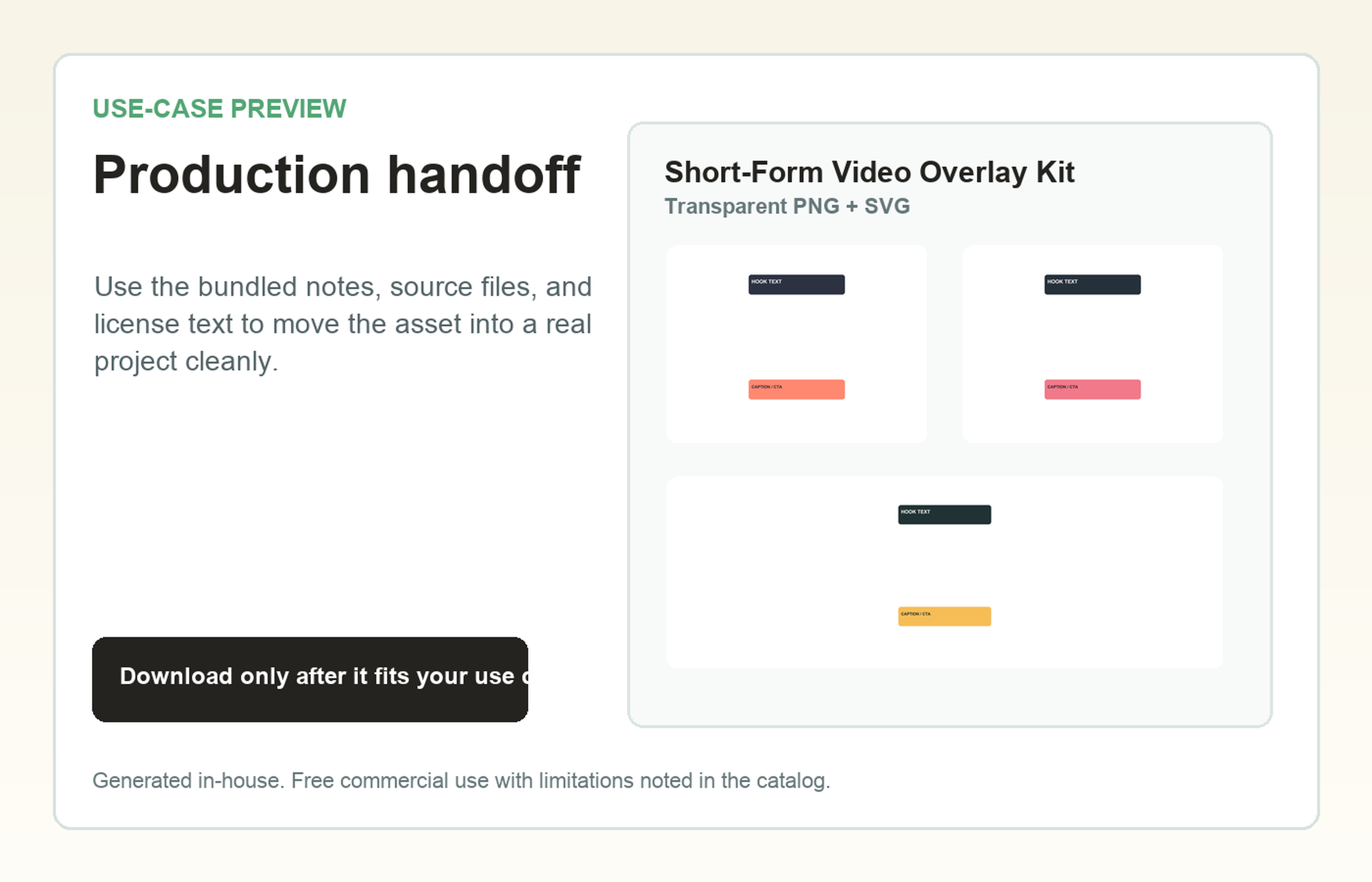 Short-Form Video Overlay Kit Production handoff use-case preview