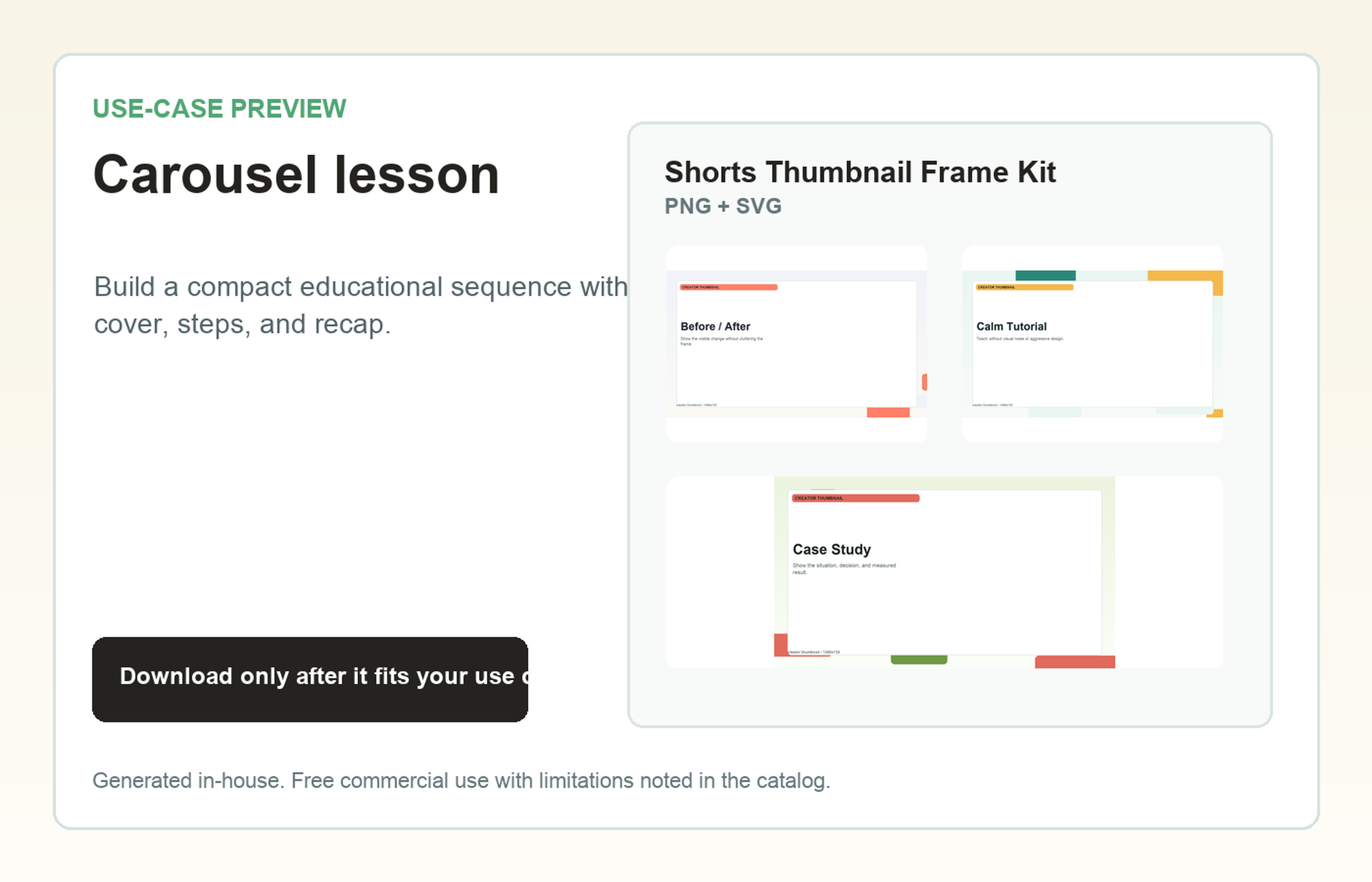 Shorts Thumbnail Frame Kit Carousel lesson use-case preview