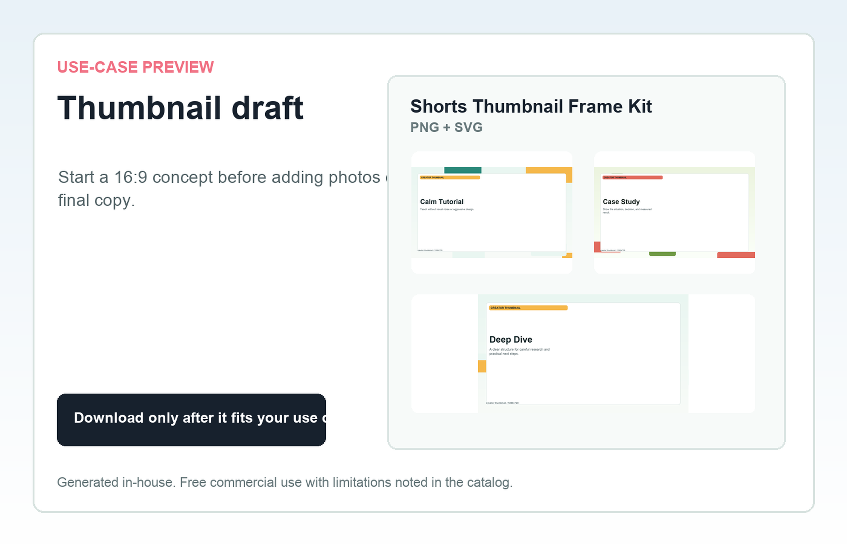 Shorts Thumbnail Frame Kit Thumbnail draft use-case preview