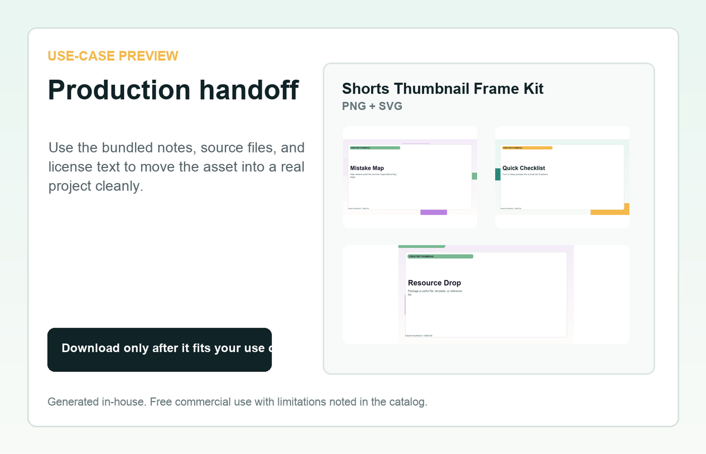 Shorts Thumbnail Frame Kit Production handoff use-case preview