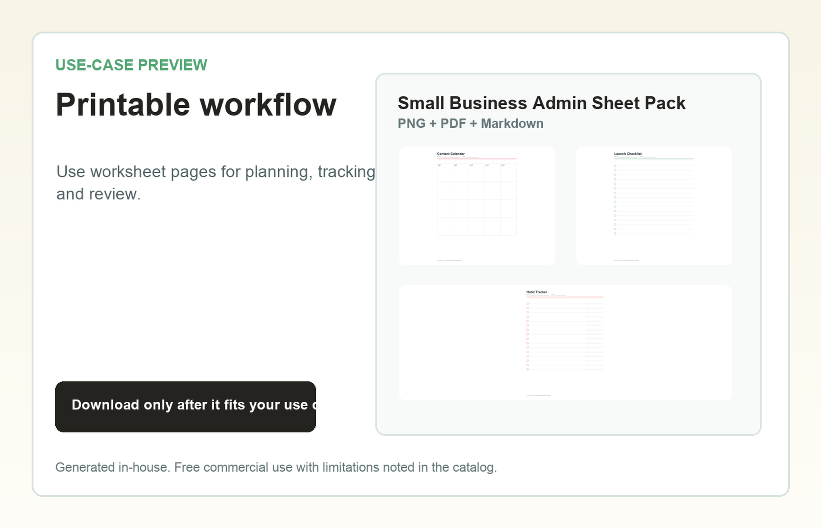 Small Business Admin Sheet Pack Printable workflow use-case preview
