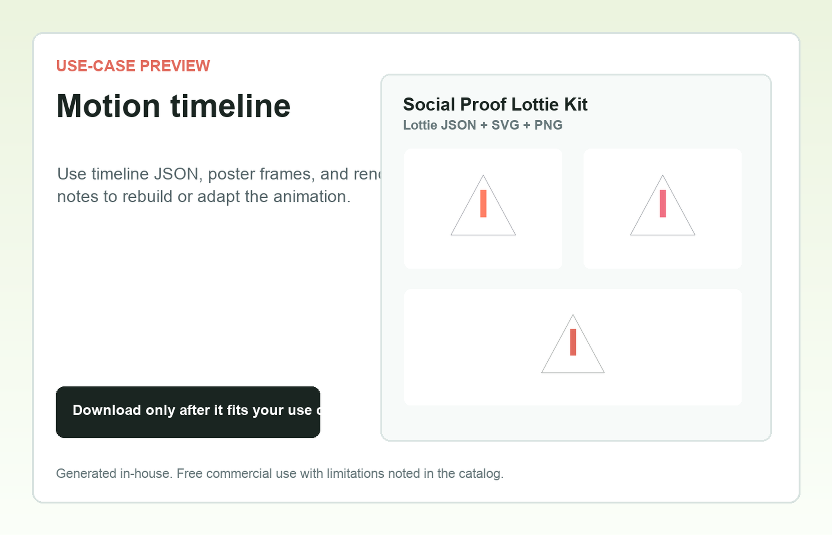 Social Proof Lottie Kit Motion timeline use-case preview