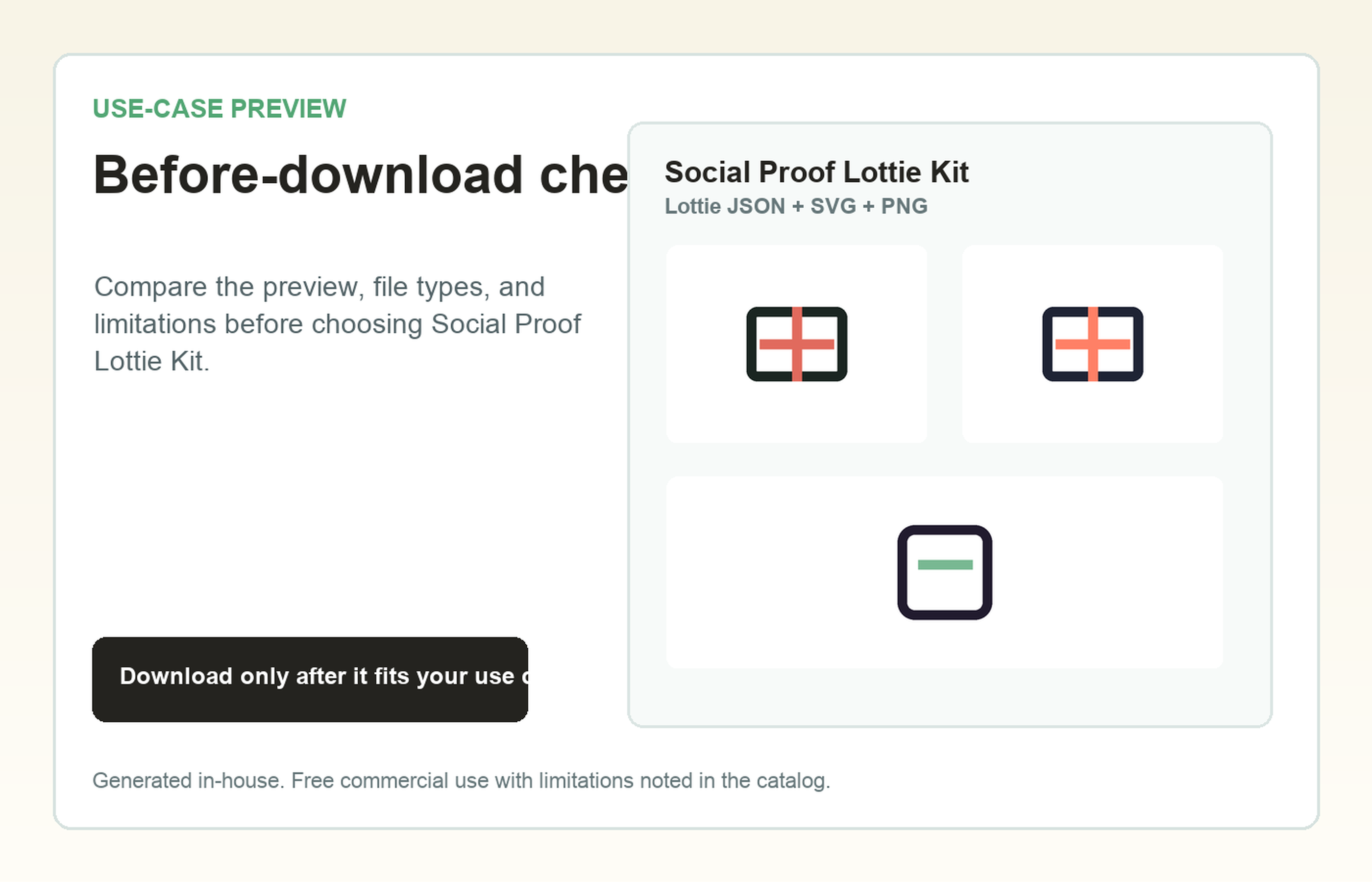 Social Proof Lottie Kit Before-download check use-case preview