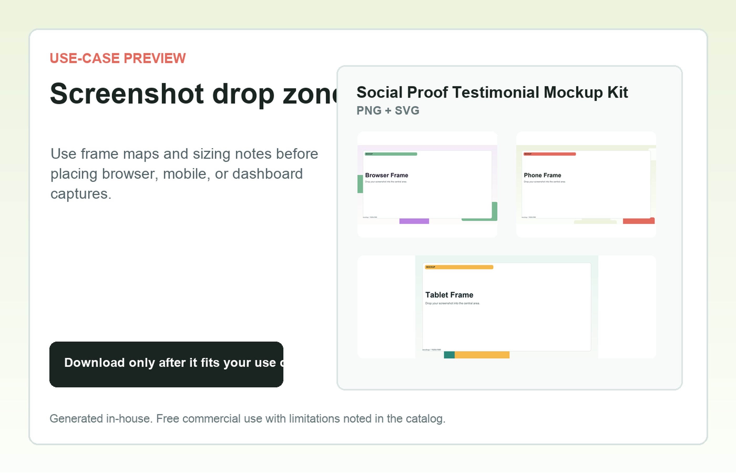 Social Proof Testimonial Mockup Kit Screenshot drop zone use-case preview