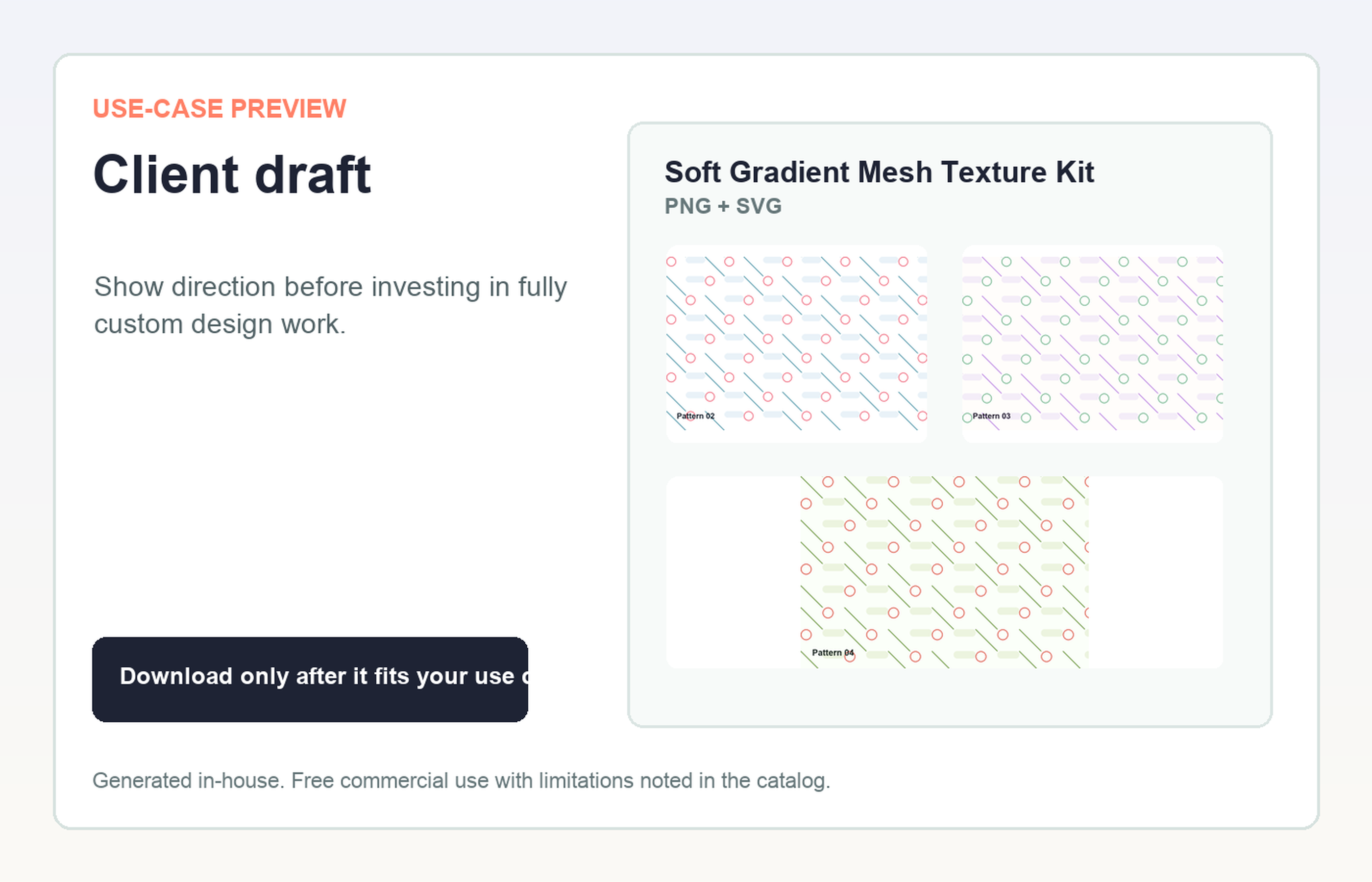 Soft Gradient Mesh Texture Kit Client draft use-case preview