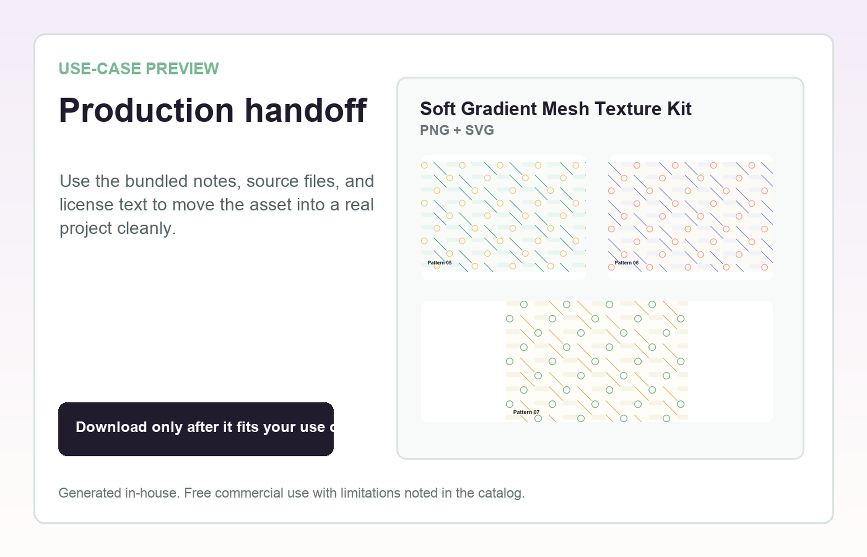 Soft Gradient Mesh Texture Kit Production handoff use-case preview