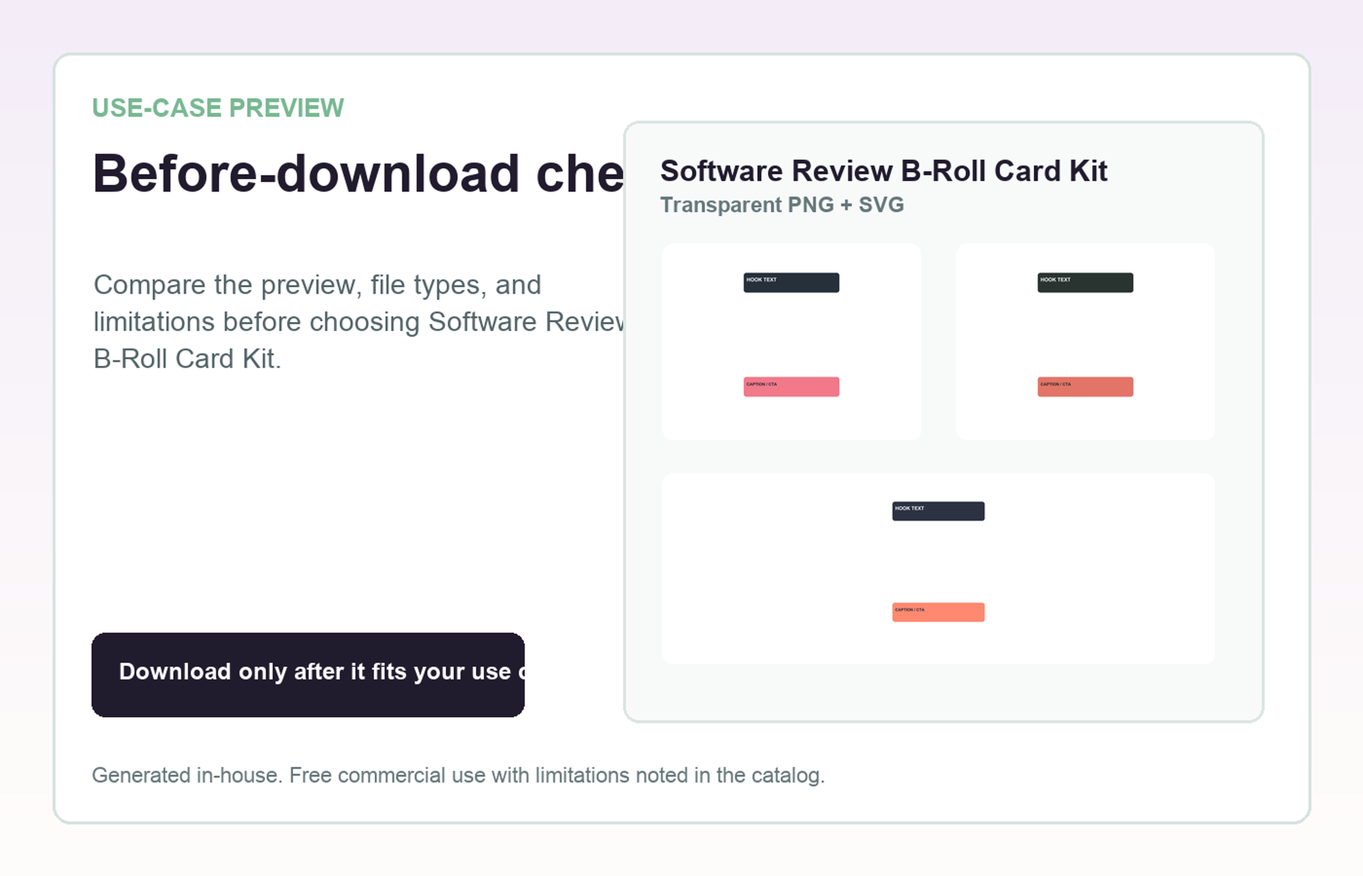 Software Review B-Roll Card Kit Before-download check use-case preview
