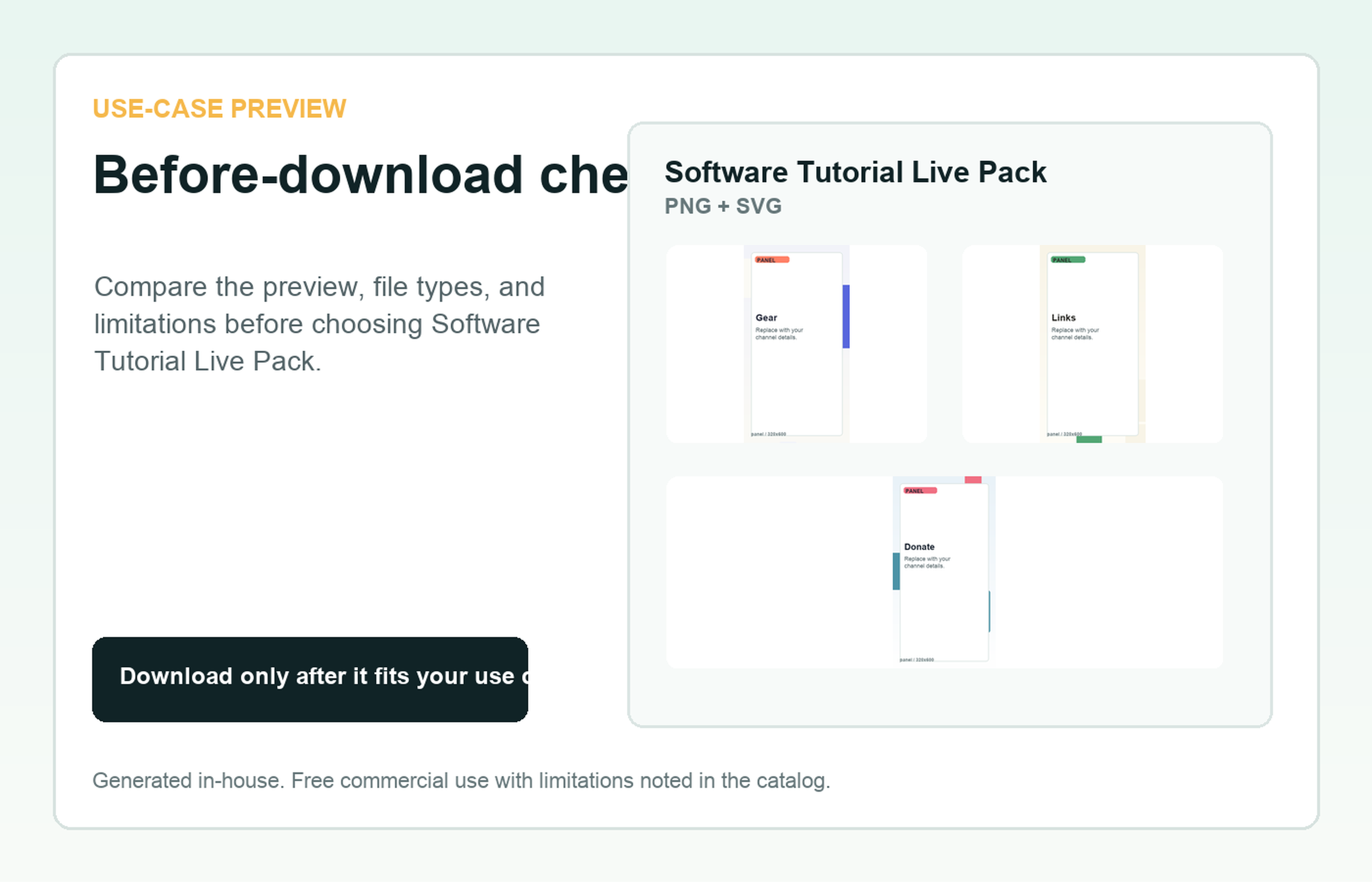 Software Tutorial Live Pack Before-download check use-case preview