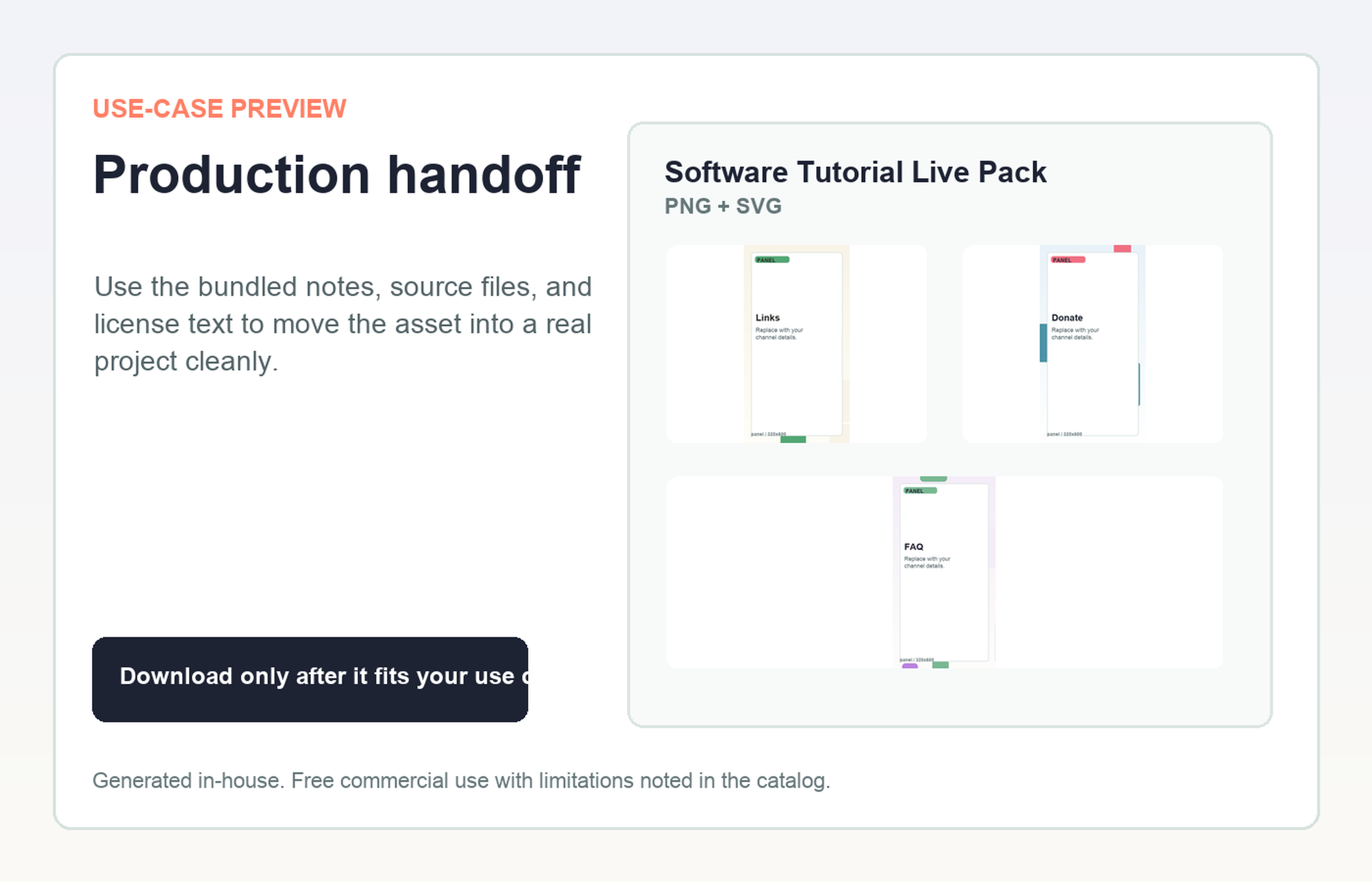 Software Tutorial Live Pack Production handoff use-case preview