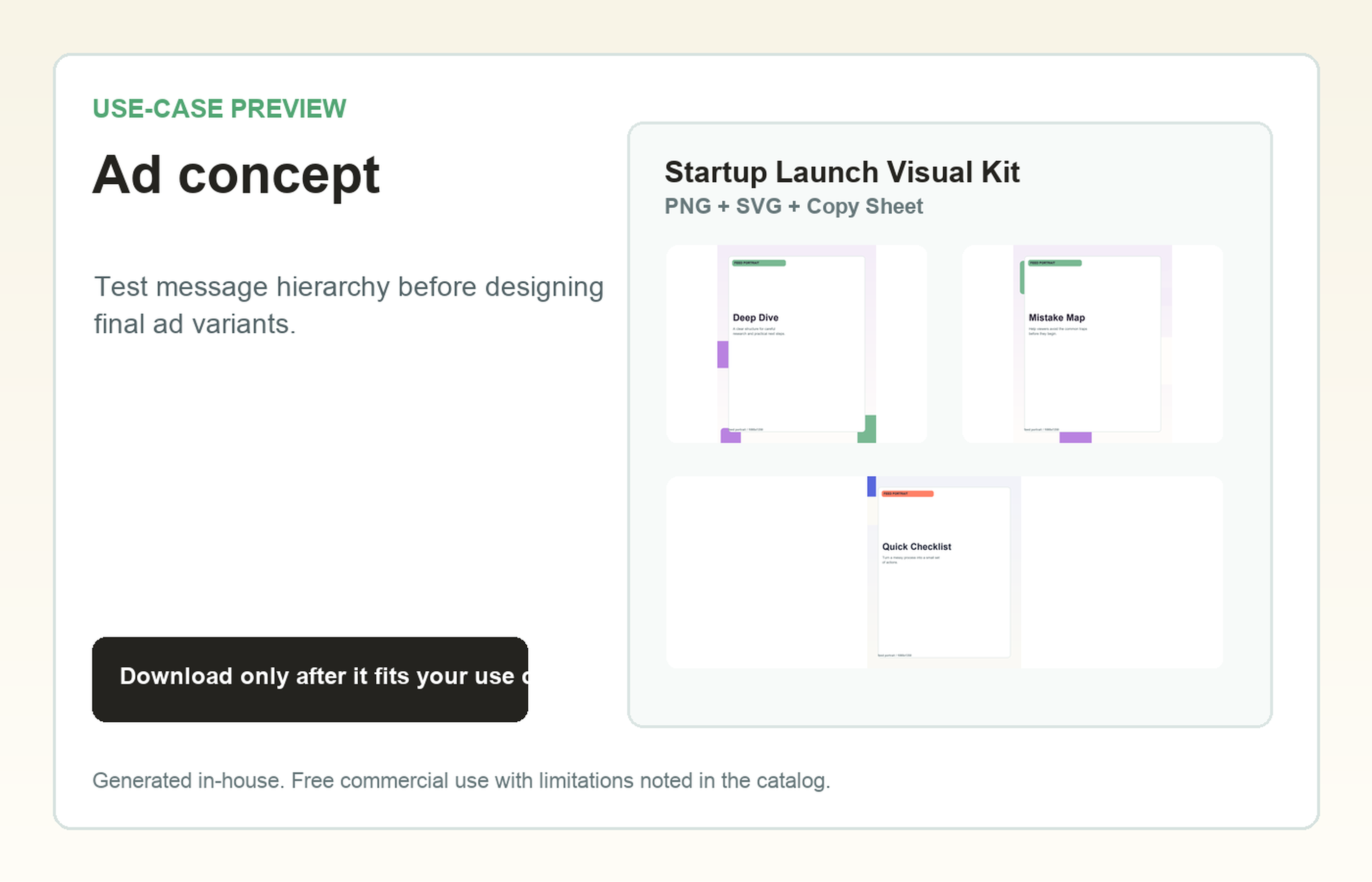 Startup Launch Visual Kit Ad concept use-case preview