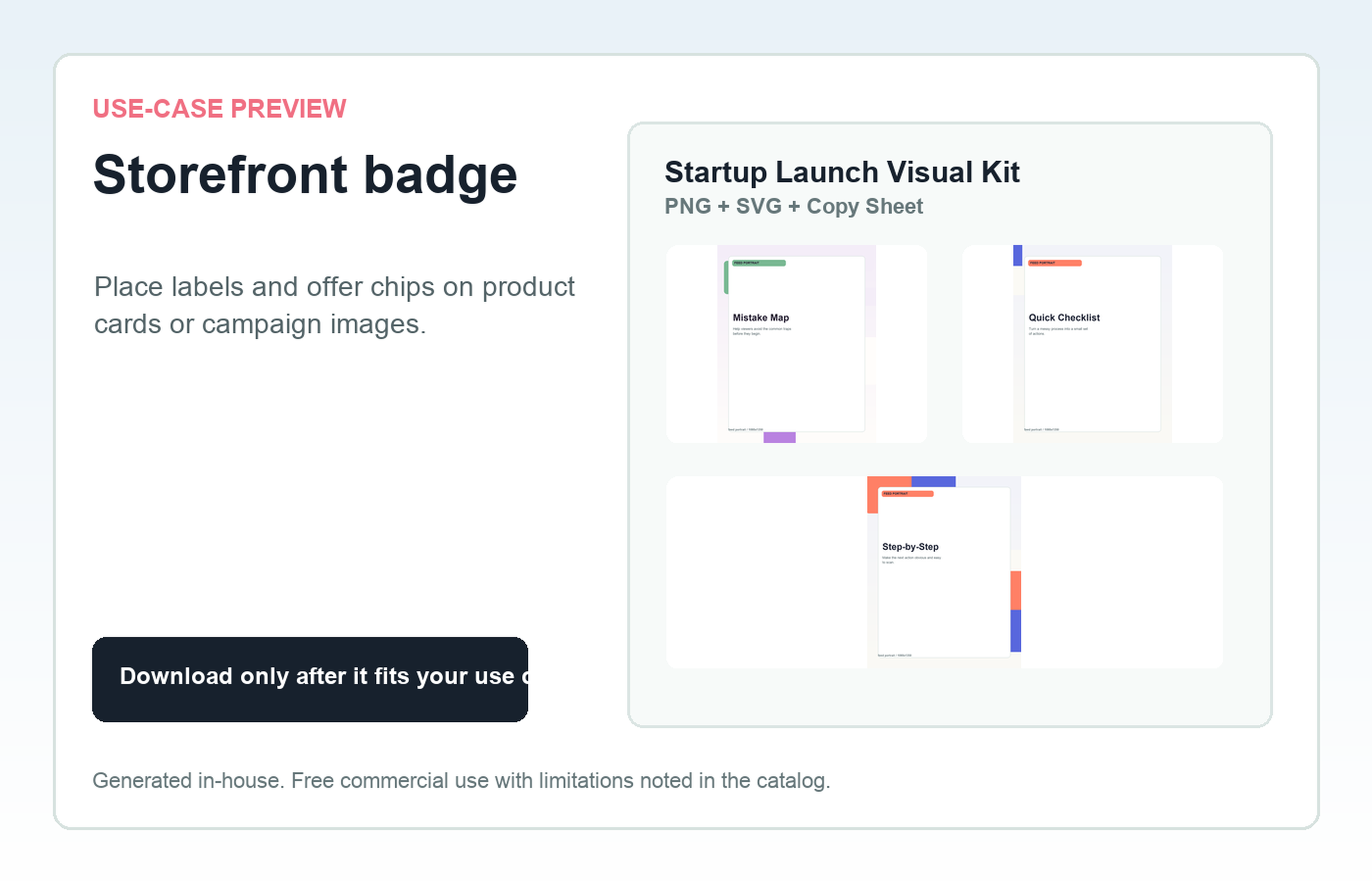 Startup Launch Visual Kit Storefront badge use-case preview