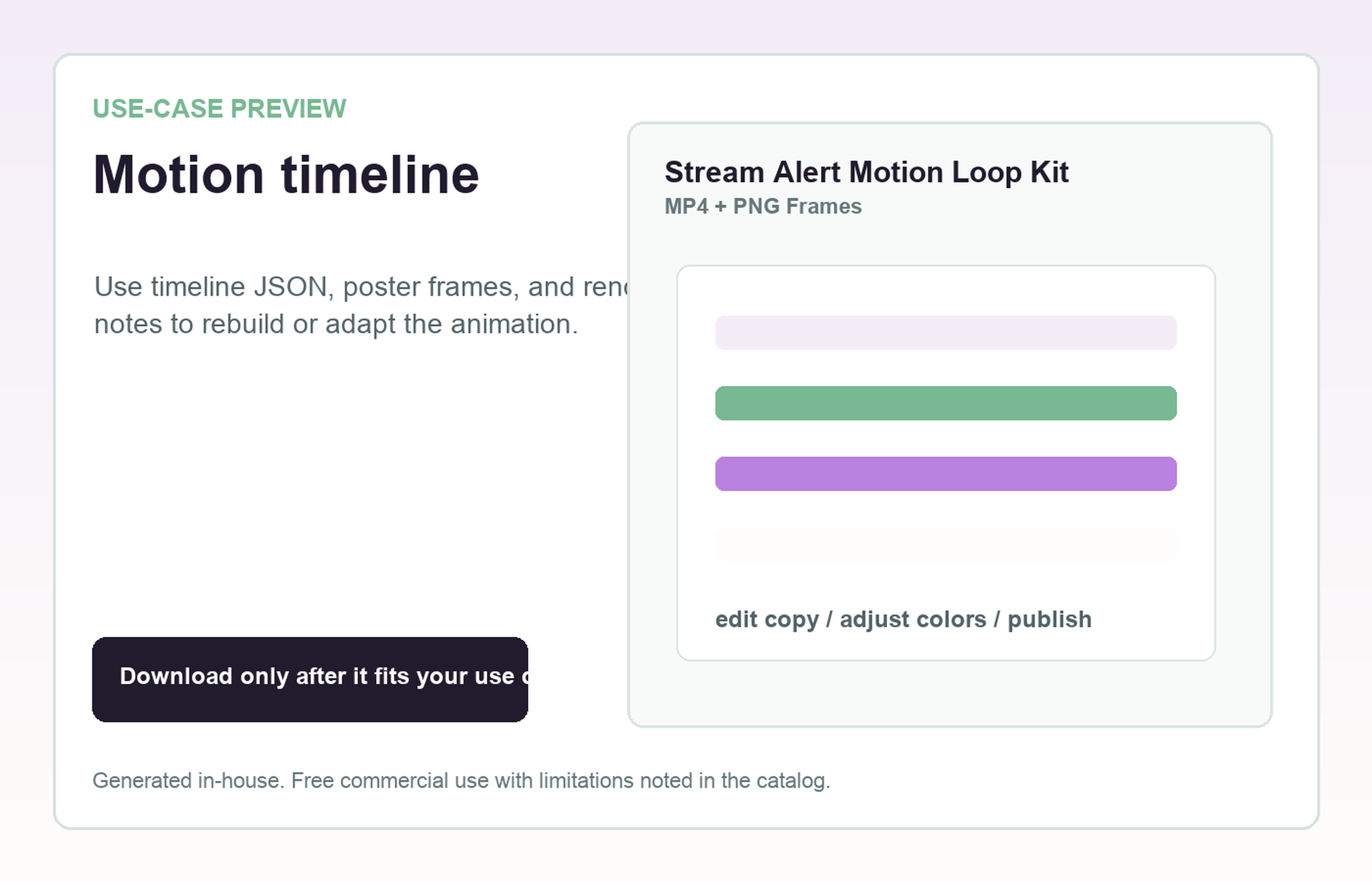 Stream Alert Motion Loop Kit Motion timeline use-case preview