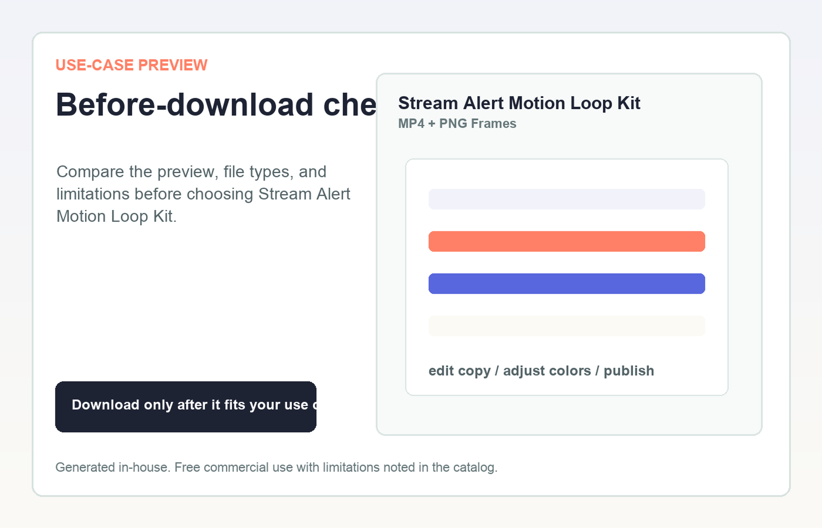 Stream Alert Motion Loop Kit Before-download check use-case preview