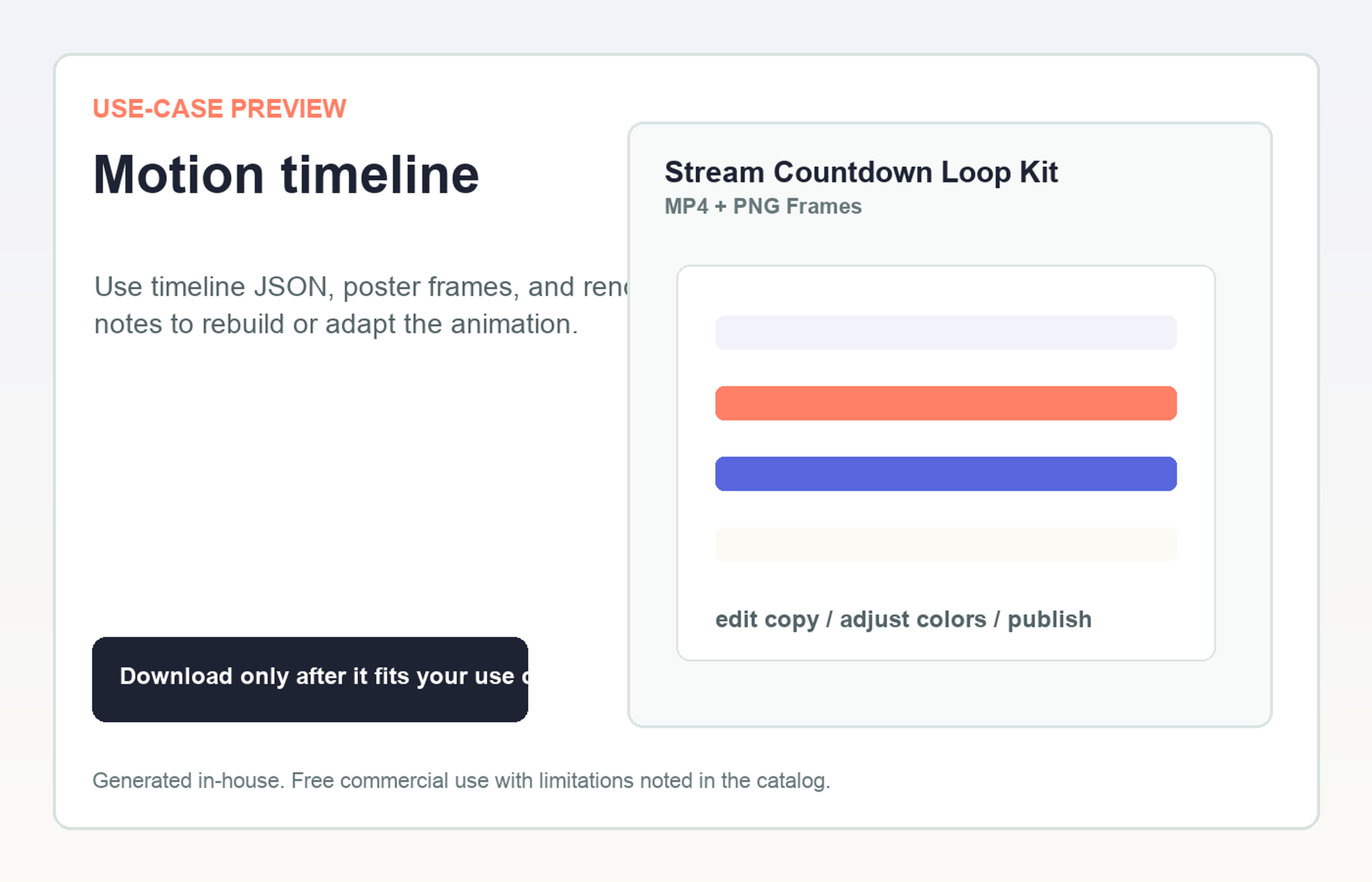 Stream Countdown Loop Kit Motion timeline use-case preview
