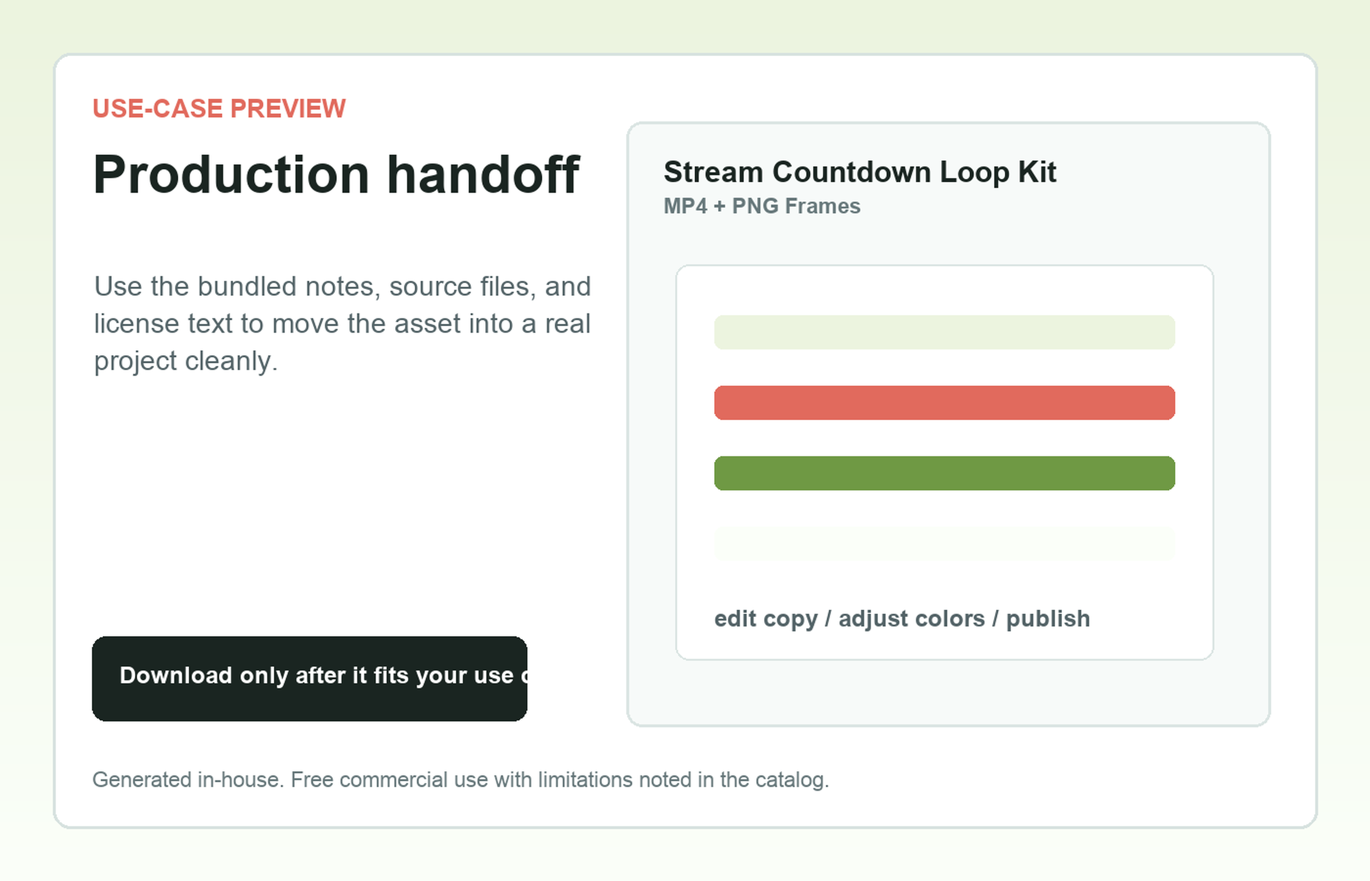 Stream Countdown Loop Kit Production handoff use-case preview
