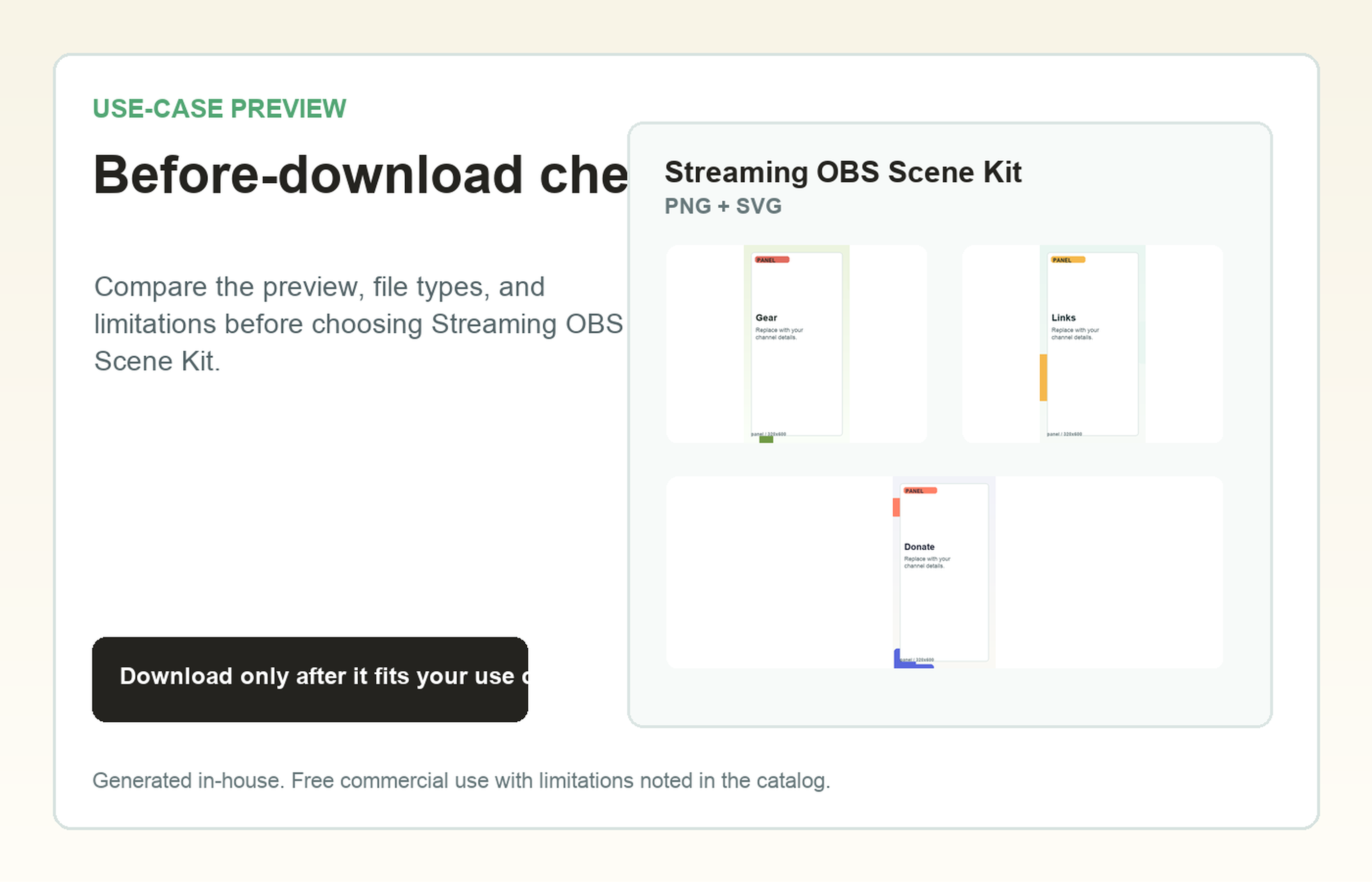 Streaming OBS Scene Kit Before-download check use-case preview