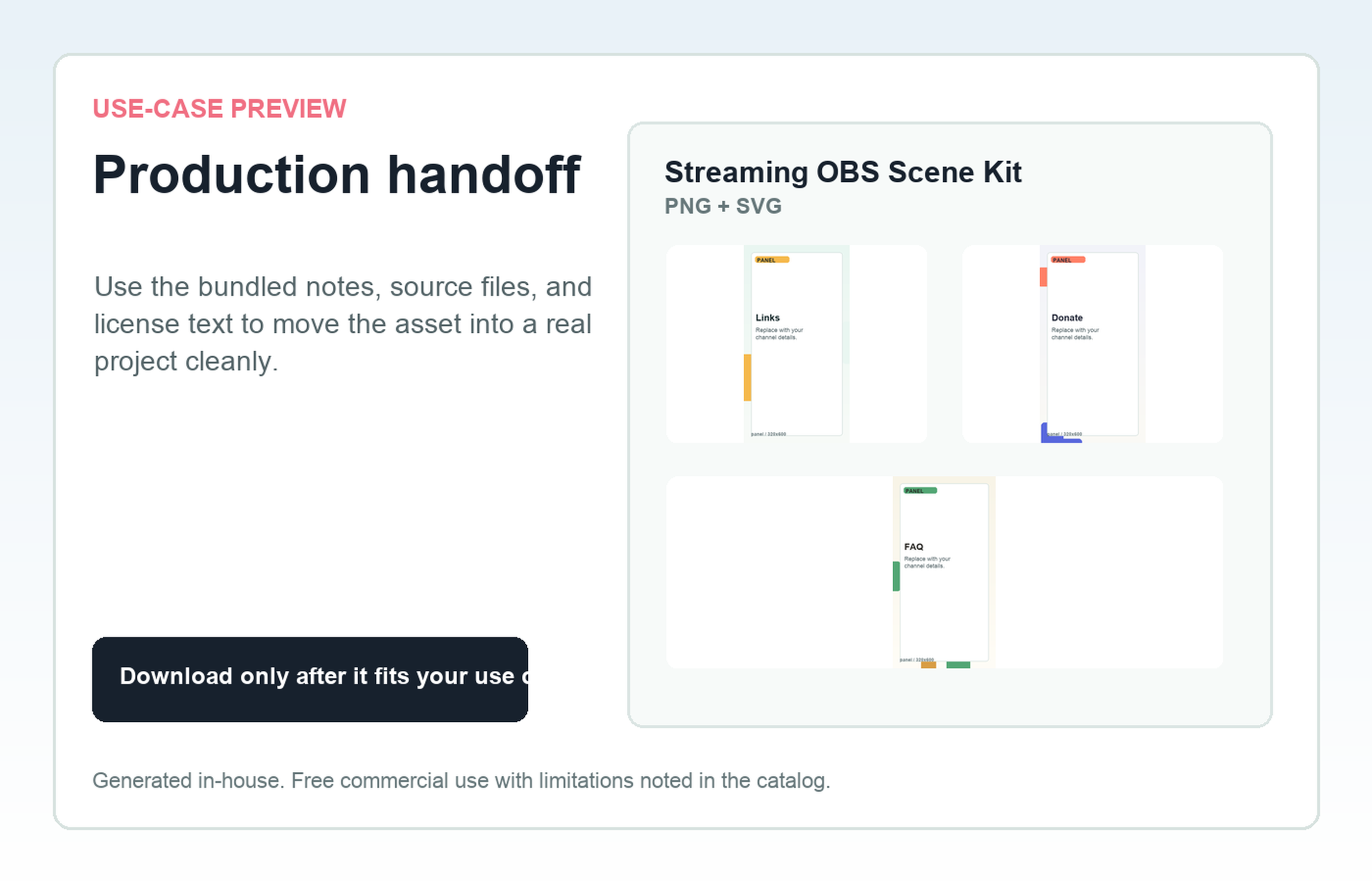 Streaming OBS Scene Kit Production handoff use-case preview