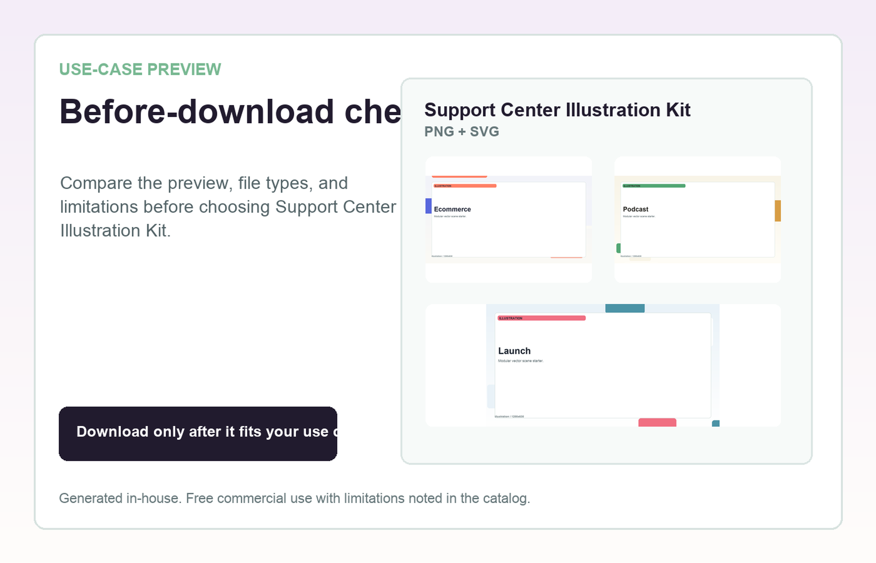 Support Center Illustration Kit Before-download check use-case preview