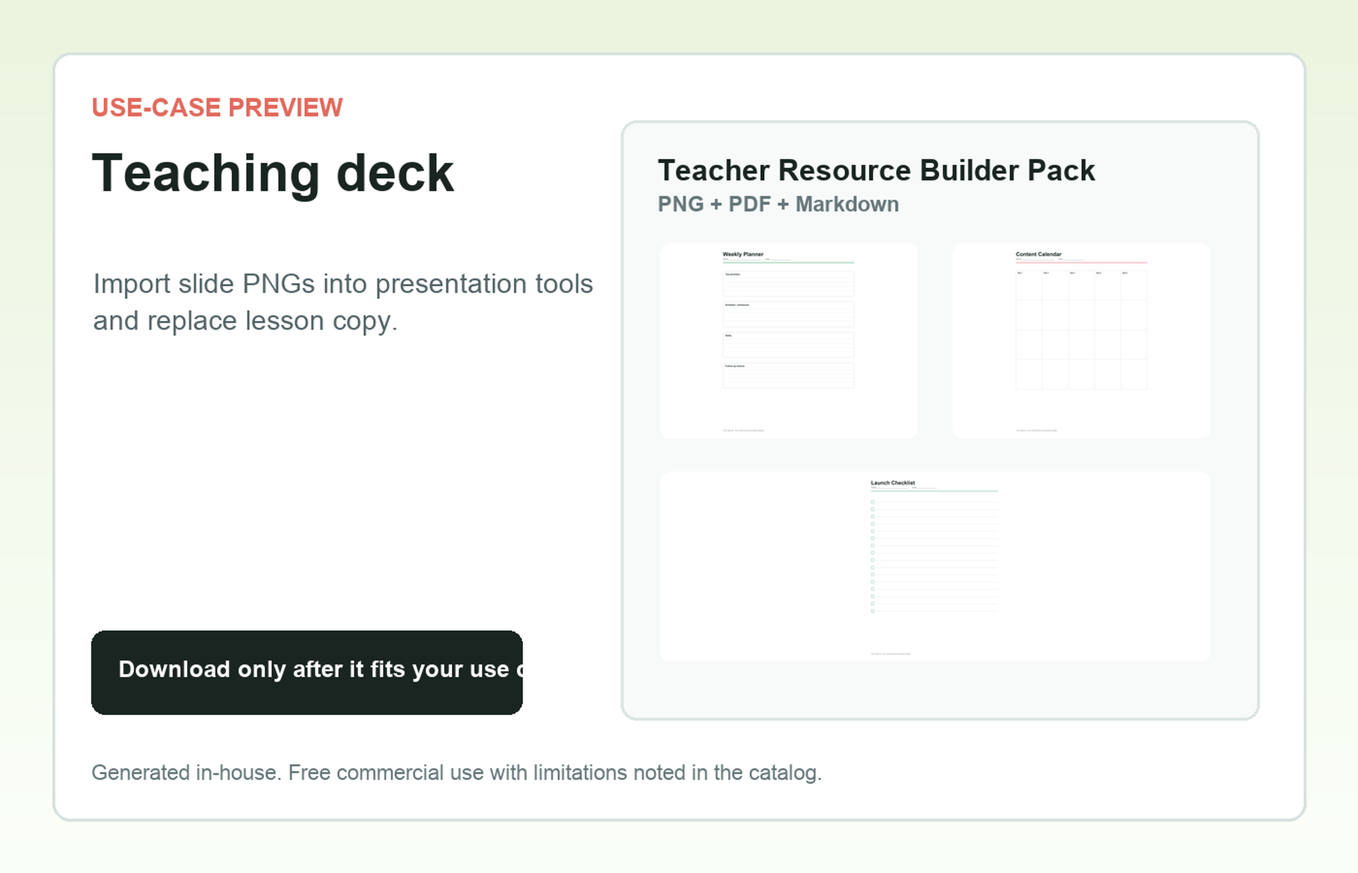 Teacher Resource Builder Pack Teaching deck use-case preview