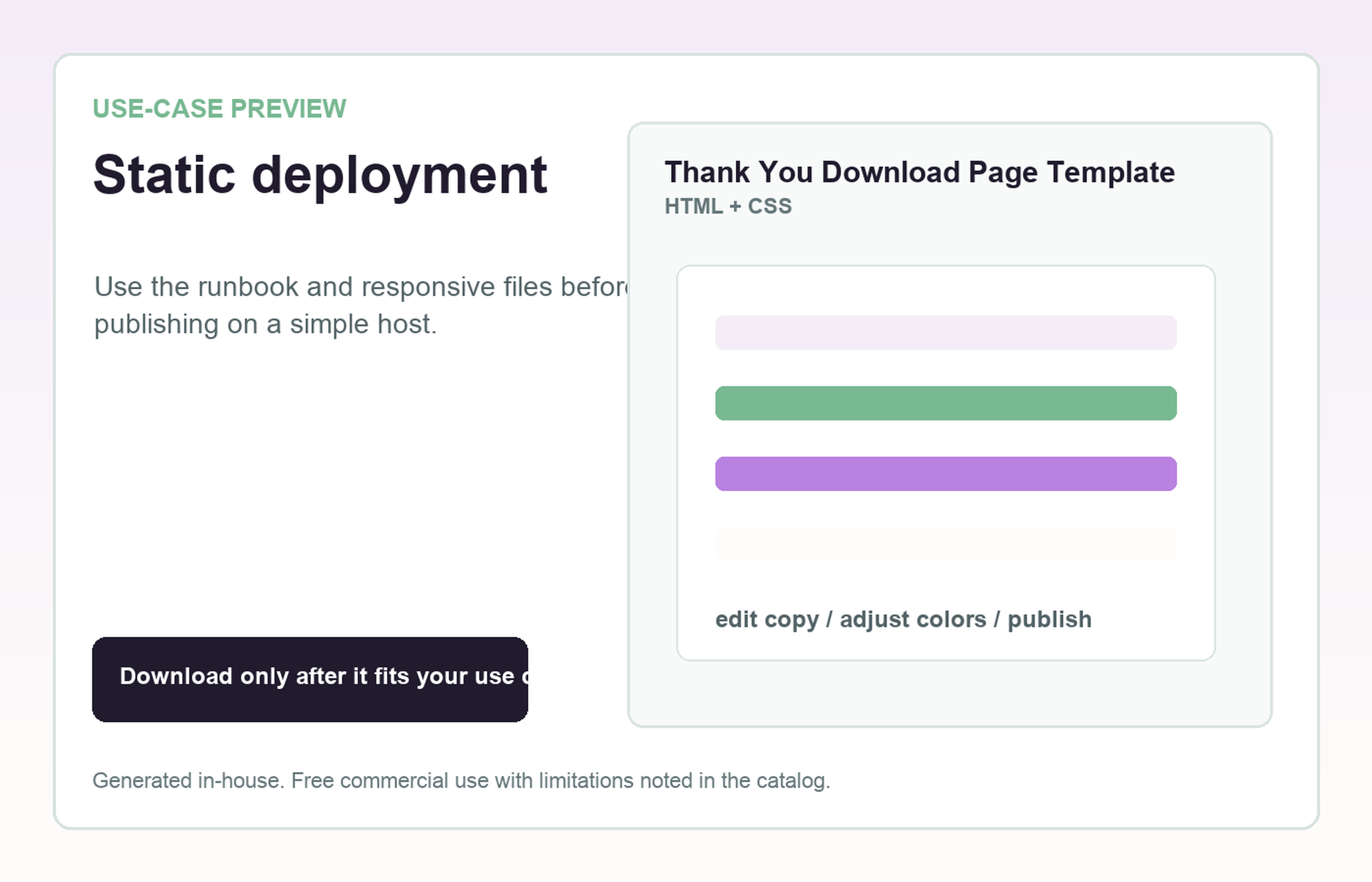 Thank You Download Page Template Static deployment use-case preview
